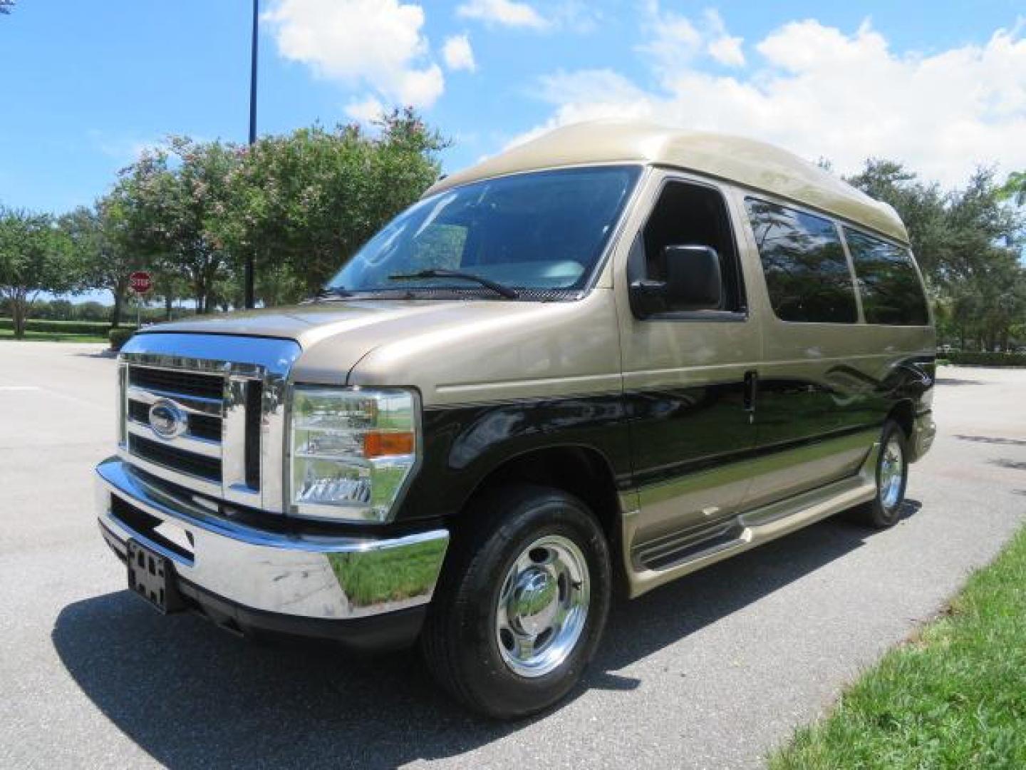 2010 Gold Ford Econoline Wagon E-150 (1FTNE1EL6AD) with an 5.4L V8 SOHC 16V engine, 4-Speed Automatic transmission, located at 4301 Oak Circle #19, Boca Raton, FL, 33431, (954) 561-2499, 26.388861, -80.084038 - You are looking at a Beautiful 2010 Ford Econoline Handicap Wheelchair Converison Van Tuscany VMI Conversion with 48K Original Miles, Ricon Side Entry Wheelchair Lift (the lift is almost brand new), 800lbs Capacity Lift, Raised Side Entry Doors, L Track Ratchet Tie-Downs in the floor, Factory Naviga - Photo#10