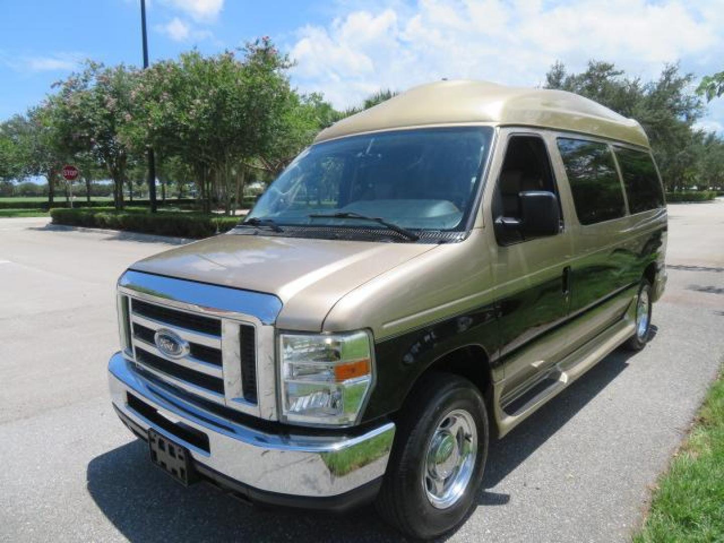 2010 Gold Ford Econoline Wagon E-150 (1FTNE1EL6AD) with an 5.4L V8 SOHC 16V engine, 4-Speed Automatic transmission, located at 4301 Oak Circle #19, Boca Raton, FL, 33431, (954) 561-2499, 26.388861, -80.084038 - You are looking at a Beautiful 2010 Ford Econoline Handicap Wheelchair Converison Van Tuscany VMI Conversion with 48K Original Miles, Ricon Side Entry Wheelchair Lift (the lift is almost brand new), 800lbs Capacity Lift, Raised Side Entry Doors, L Track Ratchet Tie-Downs in the floor, Factory Naviga - Photo#22