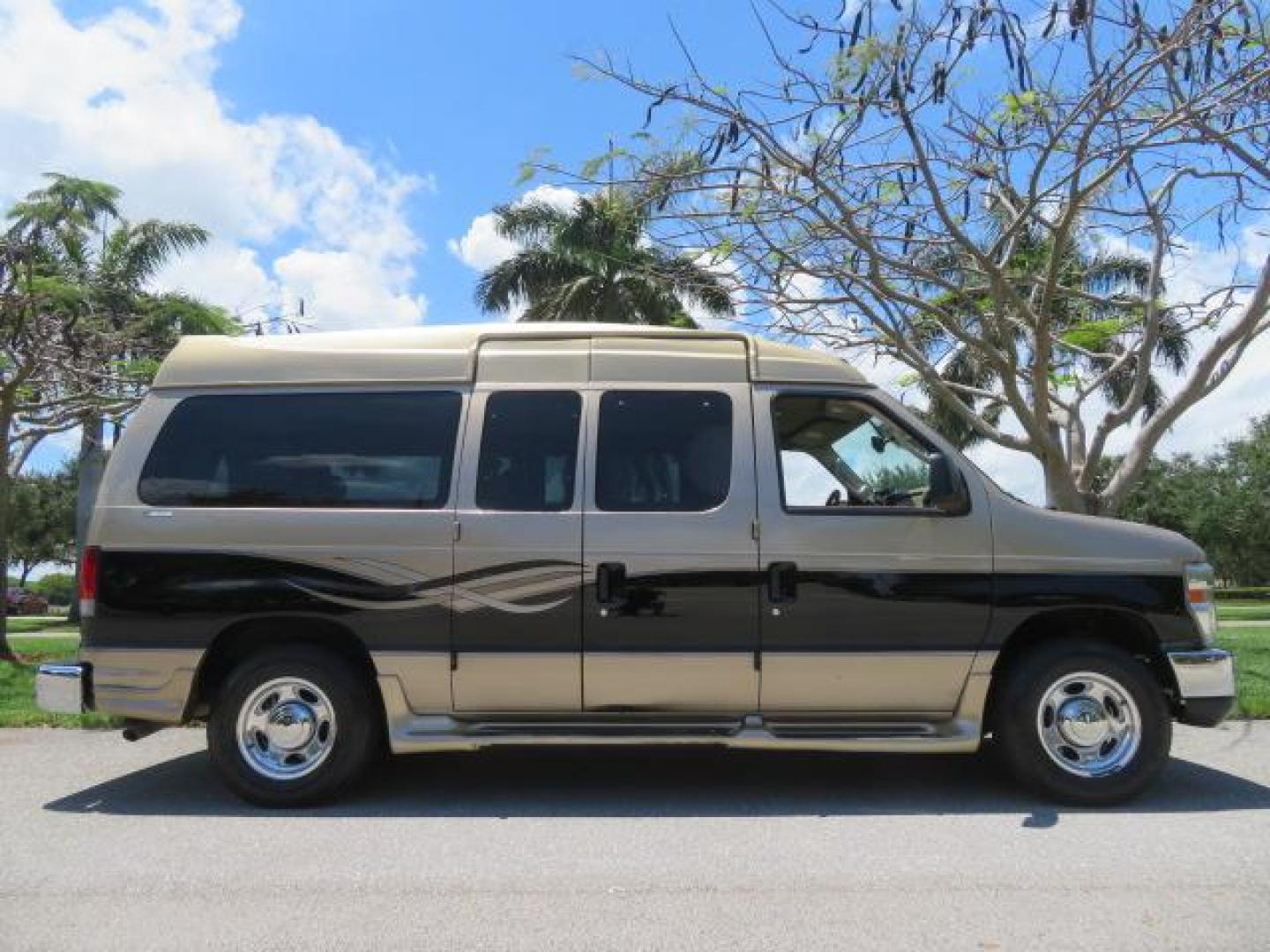 2010 Gold Ford Econoline Wagon E-150 (1FTNE1EL6AD) with an 5.4L V8 SOHC 16V engine, 4-Speed Automatic transmission, located at 4301 Oak Circle #19, Boca Raton, FL, 33431, (954) 561-2499, 26.388861, -80.084038 - You are looking at a Beautiful 2010 Ford Econoline Handicap Wheelchair Converison Van Tuscany VMI Conversion with 48K Original Miles, Ricon Side Entry Wheelchair Lift (the lift is almost brand new), 800lbs Capacity Lift, Raised Side Entry Doors, L Track Ratchet Tie-Downs in the floor, Factory Naviga - Photo#5