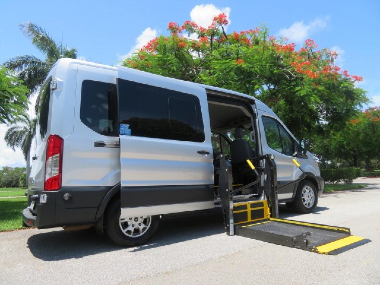 2015 Silver Ford Transit 350 Wagon Low Roof XL 60/40 Pass. 148-in. WB (1FBAX2CM3FK) with an 3.7L V6 DOHC 24V engine, 6-Speed Automatic transmission, located at 4301 Oak Circle #19, Boca Raton, FL, 33431, (954) 561-2499, 26.388861, -80.084038 - Photo#2