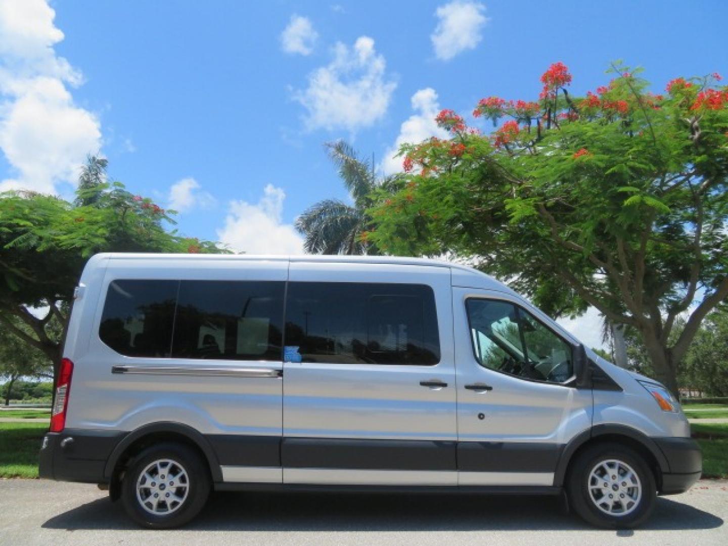 2015 Silver Ford Transit 350 Wagon Low Roof XL 60/40 Pass. 148-in. WB (1FBAX2CM3FK) with an 3.7L V6 DOHC 24V engine, 6-Speed Automatic transmission, located at 4301 Oak Circle #19, Boca Raton, FL, 33431, (954) 561-2499, 26.388861, -80.084038 - Photo#4