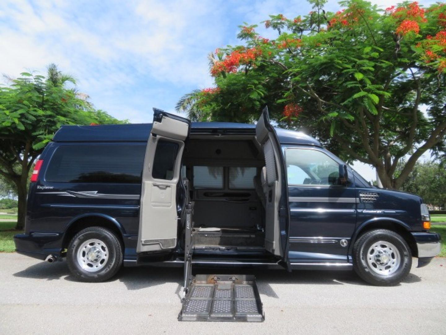 2012 Dark Blue /GRAY Chevrolet Express G2500 3LT RV (1GBWGLCG1C1) with an 6.0L V8 OHV 16V FFV engine, 6-Speed Automatic transmission, located at 4301 Oak Circle #19, Boca Raton, FL, 33431, (954) 561-2499, 26.388861, -80.084038 - You are looking at a Gorgeous 2012 Chevy Express Extended 2500 Handicap Wheelchair Conversion Van Explorer High Top Conversion with 47K Original Miles, Raised Side Entry Doors, Braun Side Wheelchair Lift with Wire Pendant Controls, Tie Down System, Plush Interior, Heated Seats, Back Up Camera, Rear - Photo#0