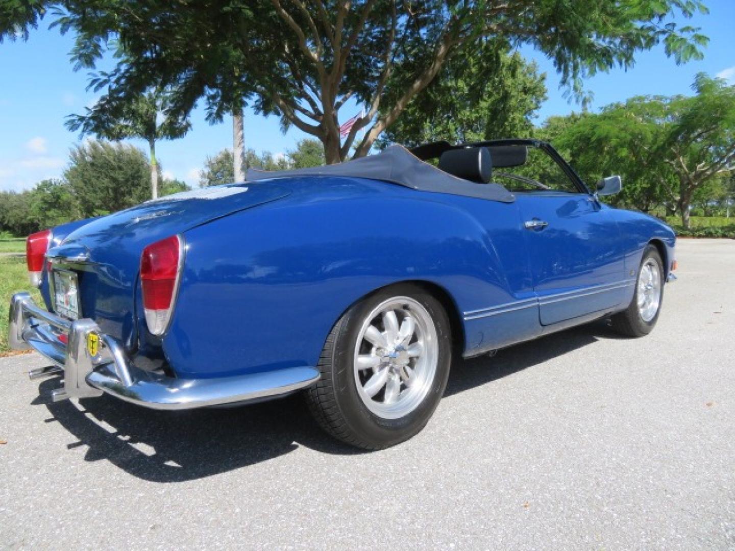 1969 Dark Blue /Black Volkswagen Karman Ghia (1402202391) with an 1.5 Liter engine, 4 Speed Manual transmission, located at 4301 Oak Circle #19, Boca Raton, FL, 33431, (954) 561-2499, 26.388861, -80.084038 - You are looking at a Beautiful 1969 VW Volkswagen Karman Ghia Convertible Cabriolet Blue with Black Interior Black Convertible Top 4 Speed Manual. This is a Very Nice Rust Free Florida Car that comes with a ton of records and service history. This particular car was purchased in Miami brand new and - Photo#12