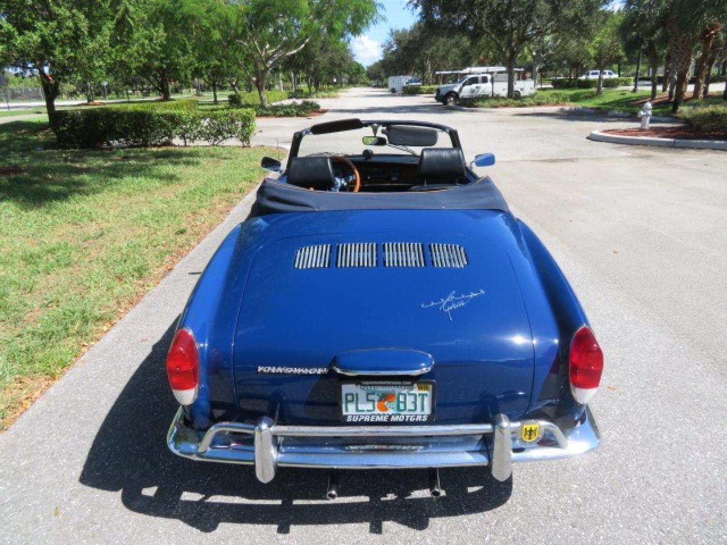 1969 Dark Blue /Black Volkswagen Karman Ghia (1402202391) with an 1.5 Liter engine, 4 Speed Manual transmission, located at 4301 Oak Circle #19, Boca Raton, FL, 33431, (954) 561-2499, 26.388861, -80.084038 - You are looking at a Beautiful 1969 VW Volkswagen Karman Ghia Convertible Cabriolet Blue with Black Interior Black Convertible Top 4 Speed Manual. This is a Very Nice Rust Free Florida Car that comes with a ton of records and service history. This particular car was purchased in Miami brand new and - Photo#20