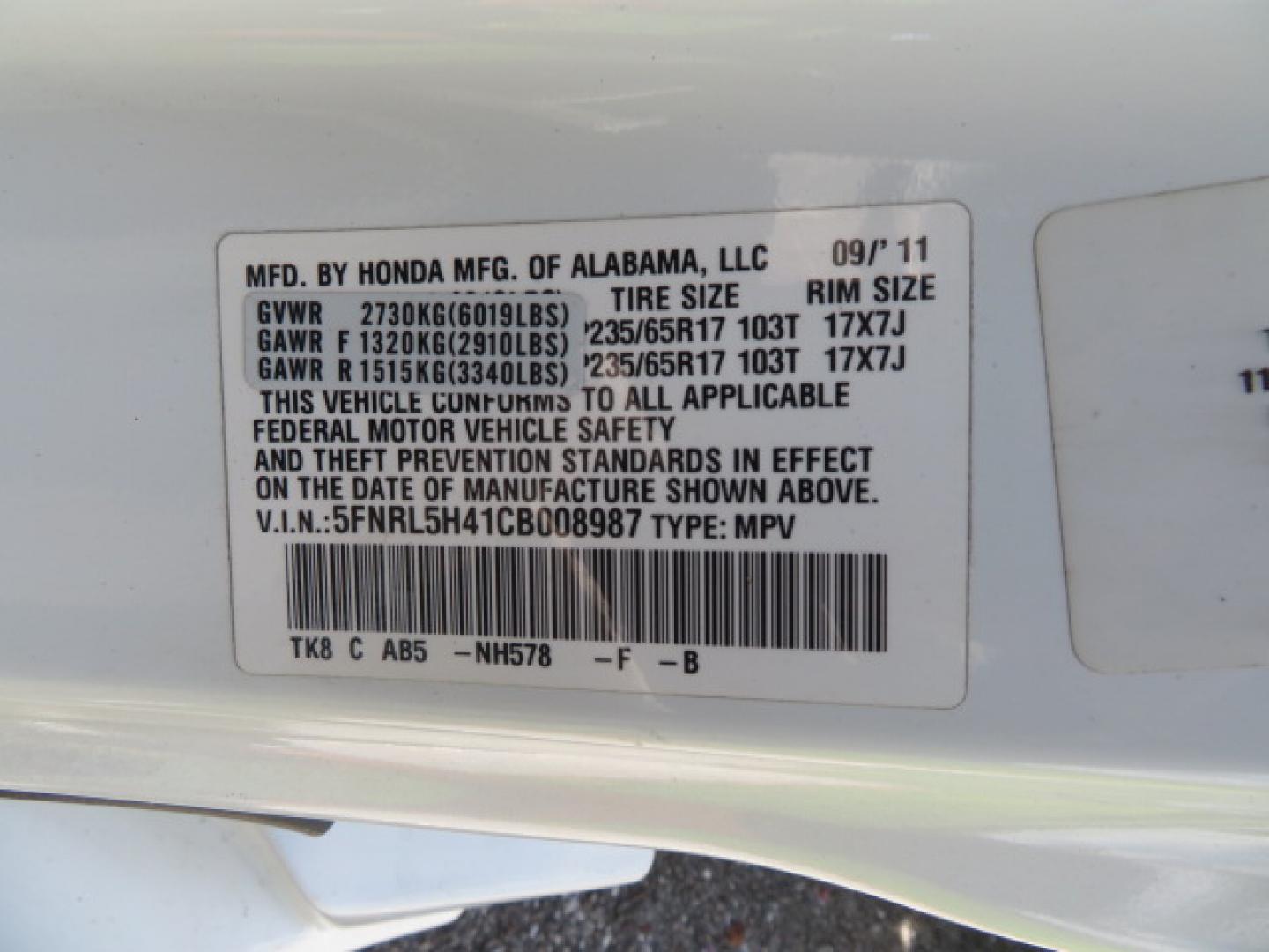 2012 /Tan Honda Odyssey EX (5FNRL5H41CB) with an 3.5L V6 SOHC 24V engine, 5-Speed Automatic transmission, located at 4301 Oak Circle #19, Boca Raton, FL, 33431, (954) 561-2499, 26.388861, -80.084038 - You are looking at a beautiful 2012 Honda Odyssey EX Braunability Handicap Wheelchair Conversion Van with Side Entry Braun Power Foldout Ramp System, Q Straint Tie Down System in the Floor, Hard Core Rubber Floor, Kneel Down System, Remote Keyless Entry with Remote Power Doors and Ramp System, 2 Key - Photo#61