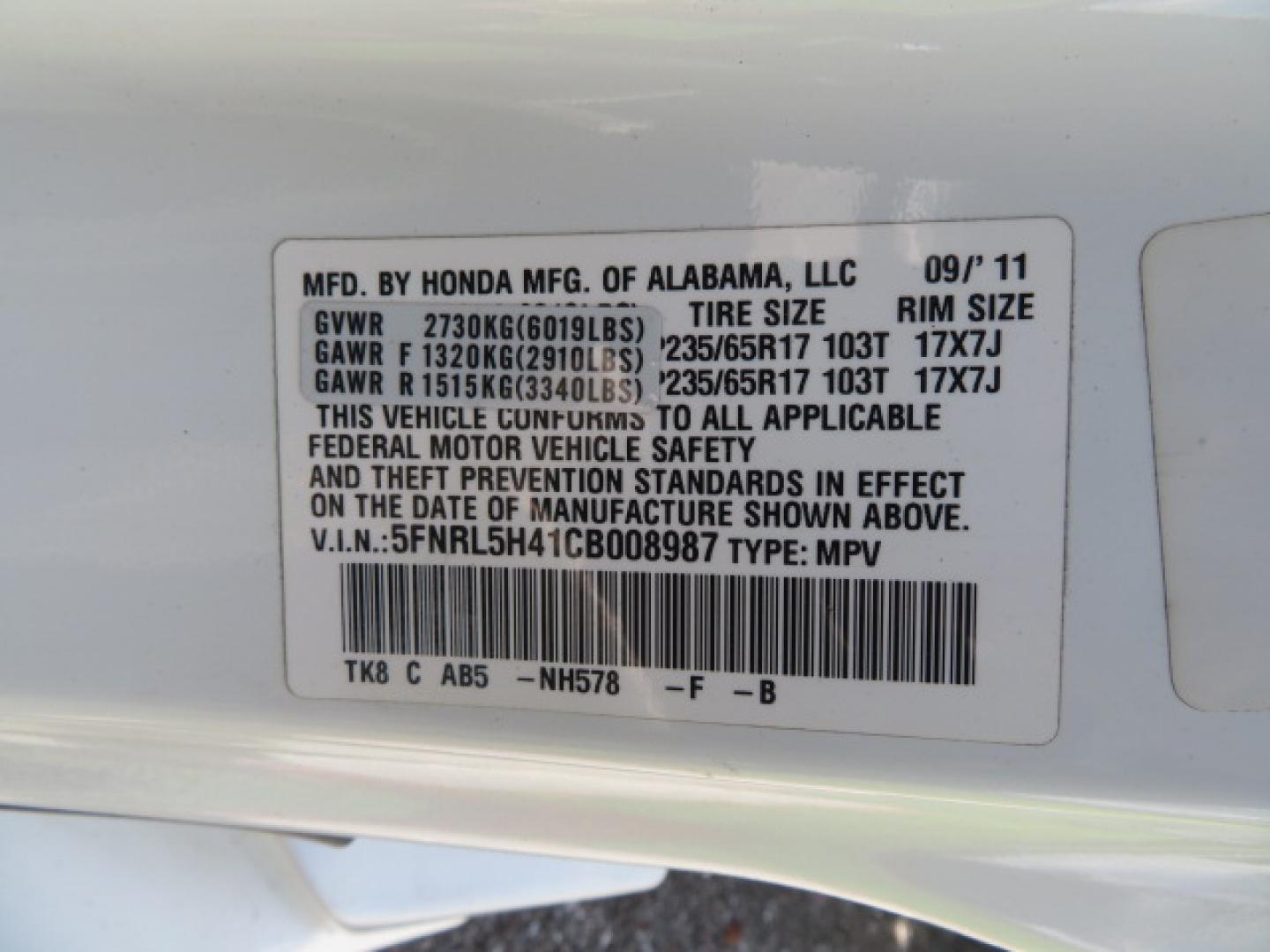 2012 /Tan Honda Odyssey EX (5FNRL5H41CB) with an 3.5L V6 SOHC 24V engine, 5-Speed Automatic transmission, located at 4301 Oak Circle #19, Boca Raton, FL, 33431, (954) 561-2499, 26.388861, -80.084038 - You are looking at a beautiful 2012 Honda Odyssey EX Braunability Handicap Wheelchair Conversion Van with Side Entry Braun Power Foldout Ramp System, Q Straint Tie Down System in the Floor, Hard Core Rubber Floor, Kneel Down System, Remote Keyless Entry with Remote Power Doors and Ramp System, 2 Key - Photo#62