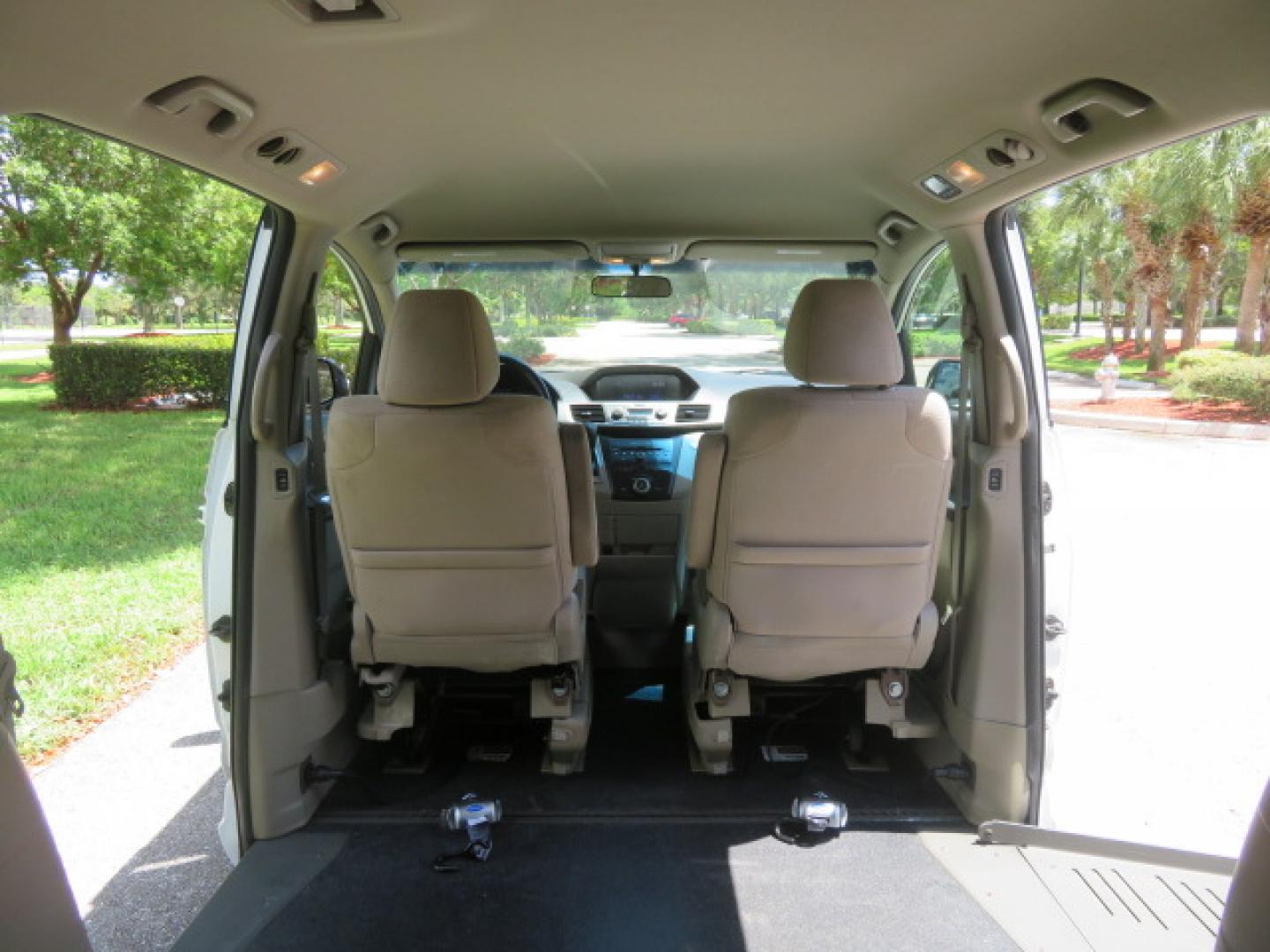 2012 /Tan Honda Odyssey EX (5FNRL5H41CB) with an 3.5L V6 SOHC 24V engine, 5-Speed Automatic transmission, located at 4301 Oak Circle #19, Boca Raton, FL, 33431, (954) 561-2499, 26.388861, -80.084038 - You are looking at a beautiful 2012 Honda Odyssey EX Braunability Handicap Wheelchair Conversion Van with Side Entry Braun Power Foldout Ramp System, Q Straint Tie Down System in the Floor, Hard Core Rubber Floor, Kneel Down System, Remote Keyless Entry with Remote Power Doors and Ramp System, 2 Key - Photo#68