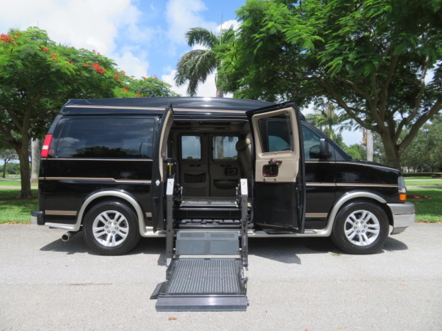 2014 /Beige Chevrolet Express G2500 3LT RV (1GBSGDC40E1) with an 5.3L V8 OHV 16V FFV engine, 6-Speed Automatic transmission, located at 4301 Oak Circle #19, Boca Raton, FL, 33431, (954) 561-2499, 26.388861, -80.084038 - You are looking at a Gorgeous 2014 Chevy Express High Top Handicap Wheelchair Conversion Van with Only 5100 Original Miles Fully Loaded with: 8 Door Package, American Luxury Conversion Package, Almost Brand New Side Entry Power Braunability Wheelchair Lift with 750LB Capacity, Leather, Rear Entertai - Photo#36