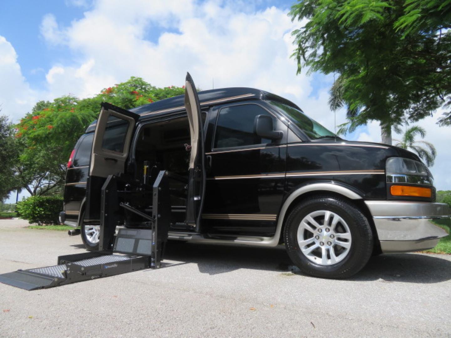 2014 /Beige Chevrolet Express G2500 3LT RV (1GBSGDC40E1) with an 5.3L V8 OHV 16V FFV engine, 6-Speed Automatic transmission, located at 4301 Oak Circle #19, Boca Raton, FL, 33431, (954) 561-2499, 26.388861, -80.084038 - You are looking at a Gorgeous 2014 Chevy Express High Top Handicap Wheelchair Conversion Van with Only 5100 Original Miles Fully Loaded with: 8 Door Package, American Luxury Conversion Package, Almost Brand New Side Entry Power Braunability Wheelchair Lift with 750LB Capacity, Leather, Rear Entertai - Photo#37