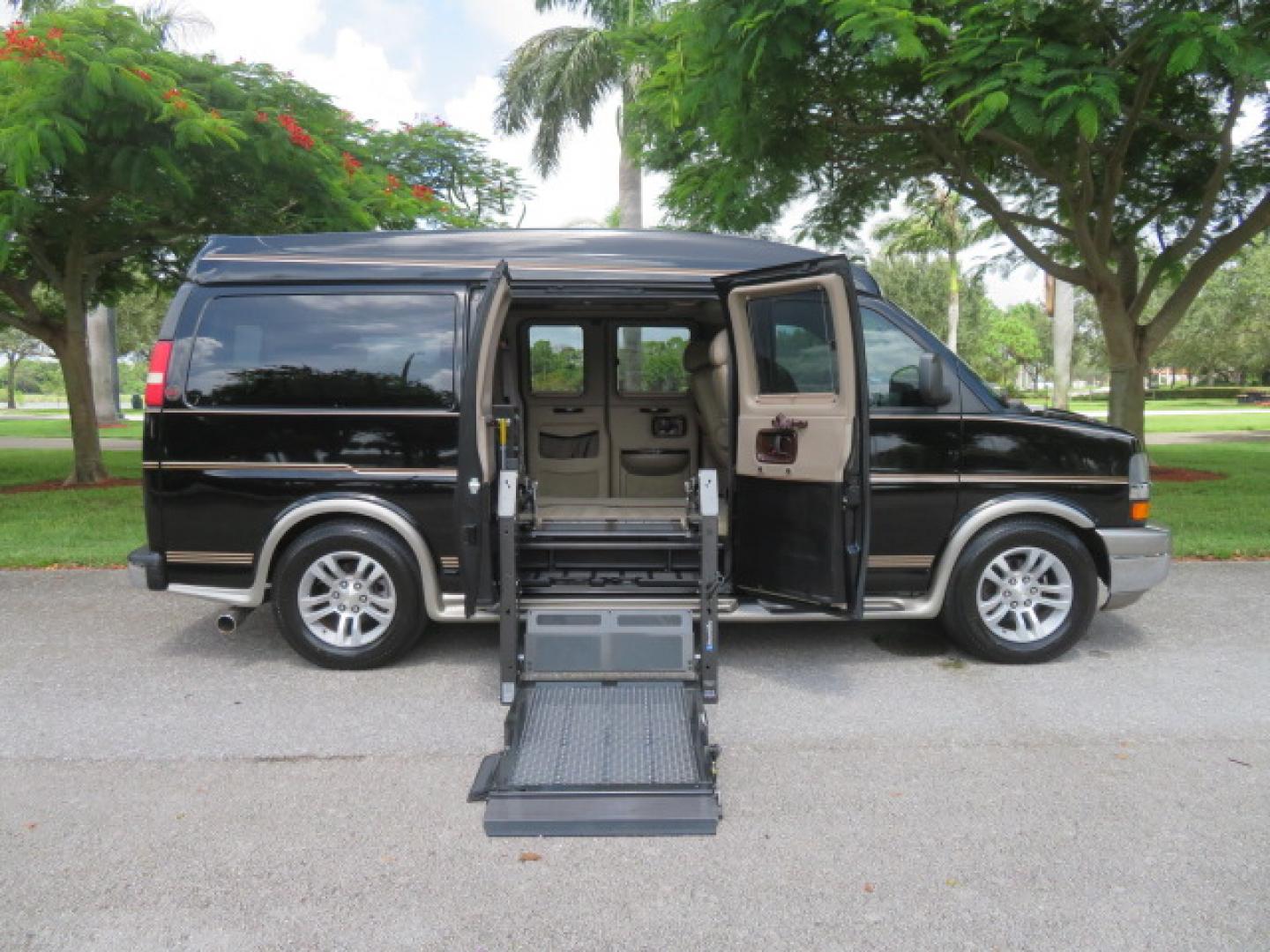 2014 /Beige Chevrolet Express G2500 3LT RV (1GBSGDC40E1) with an 5.3L V8 OHV 16V FFV engine, 6-Speed Automatic transmission, located at 4301 Oak Circle #19, Boca Raton, FL, 33431, (954) 561-2499, 26.388861, -80.084038 - You are looking at a Gorgeous 2014 Chevy Express High Top Handicap Wheelchair Conversion Van with Only 5100 Original Miles Fully Loaded with: 8 Door Package, American Luxury Conversion Package, Almost Brand New Side Entry Power Braunability Wheelchair Lift with 750LB Capacity, Leather, Rear Entertai - Photo#42