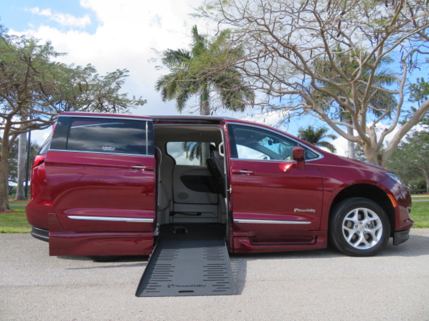 2020 /Black Chrysler Pacifica Touring-L Plus (2C4RC1EG7LR) with an 3.6L V6 DOHC 24V engine, 9A transmission, located at 4301 Oak Circle #19, Boca Raton, FL, 33431, (954) 561-2499, 26.388472, -80.084045 - You are looking at a Gorgeous Velvet Red Pearl 2020 Chrysler Pacifica Touring L Plus Braunability XT Power Foldout Side Entry Handicap Wheelchair Conversion Van with 48K Original Miles, Leather, Blu Ray Media Hubs with Rear Entertainment Screens, Active Noise Control, Heated Steering Wheel, Heated S - Photo#1