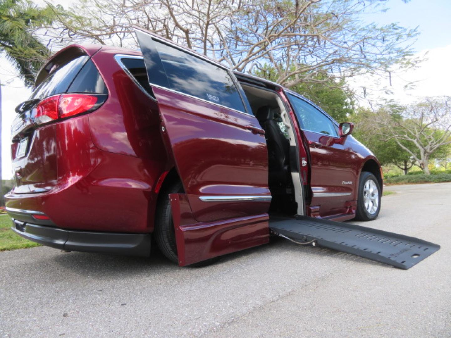 2020 /Black Chrysler Pacifica Touring-L Plus (2C4RC1EG7LR) with an 3.6L V6 DOHC 24V engine, 9A transmission, located at 4301 Oak Circle #19, Boca Raton, FL, 33431, (954) 561-2499, 26.388472, -80.084045 - You are looking at a Gorgeous Velvet Red Pearl 2020 Chrysler Pacifica Touring L Plus Braunability XT Power Foldout Side Entry Handicap Wheelchair Conversion Van with 48K Original Miles, Leather, Blu Ray Media Hubs with Rear Entertainment Screens, Active Noise Control, Heated Steering Wheel, Heated S - Photo#2