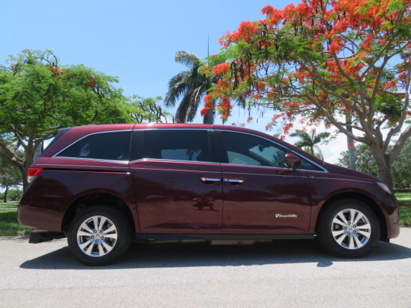 2016 Red /Beige Honda Odyssey EX-L (5FNRL5H62GB) with an 3.5L V6 SOHC 24V engine, 6A transmission, located at 4301 Oak Circle #19, Boca Raton, FL, 33431, (954) 561-2499, 26.388472, -80.084045 - 2016 Honda Odyssey EXL with Navigation with 29K Original Miles Braunability Handicap Wheelchair Conversion Van Rear Entry Conversion. Gorgeous Low Mileage Florida Van Fully Loaded With Every Option Including: Remote Keyless Entry, Push Button Start, Beautiful Beige Leather Interior, Tech Package, Na - Photo#12