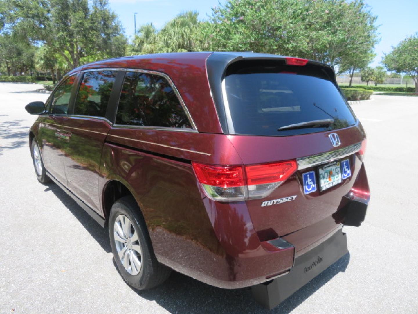 2016 Red /Beige Honda Odyssey EX-L (5FNRL5H62GB) with an 3.5L V6 SOHC 24V engine, 6A transmission, located at 4301 Oak Circle #19, Boca Raton, FL, 33431, (954) 561-2499, 26.388472, -80.084045 - 2016 Honda Odyssey EXL with Navigation with 29K Original Miles Braunability Handicap Wheelchair Conversion Van Rear Entry Conversion. Gorgeous Low Mileage Florida Van Fully Loaded With Every Option Including: Remote Keyless Entry, Push Button Start, Beautiful Beige Leather Interior, Tech Package, Na - Photo#29