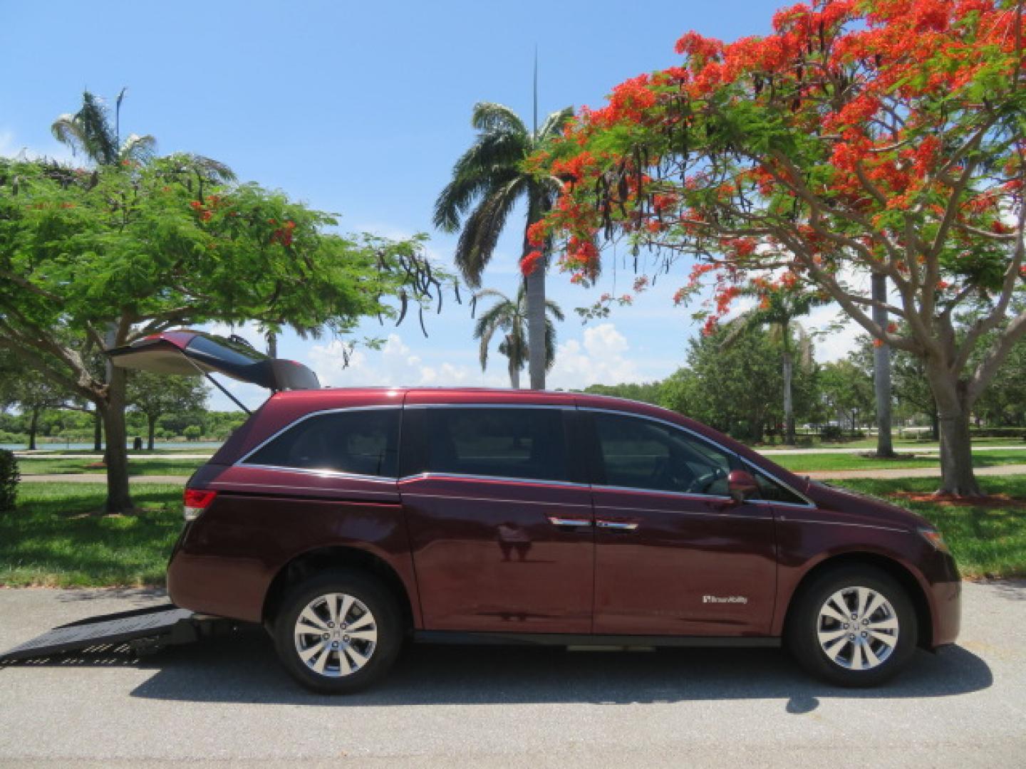 2016 Red /Beige Honda Odyssey EX-L (5FNRL5H62GB) with an 3.5L V6 SOHC 24V engine, 6A transmission, located at 4301 Oak Circle #19, Boca Raton, FL, 33431, (954) 561-2499, 26.388472, -80.084045 - 2016 Honda Odyssey EXL with Navigation with 29K Original Miles Braunability Handicap Wheelchair Conversion Van Rear Entry Conversion. Gorgeous Low Mileage Florida Van Fully Loaded With Every Option Including: Remote Keyless Entry, Push Button Start, Beautiful Beige Leather Interior, Tech Package, Na - Photo#38