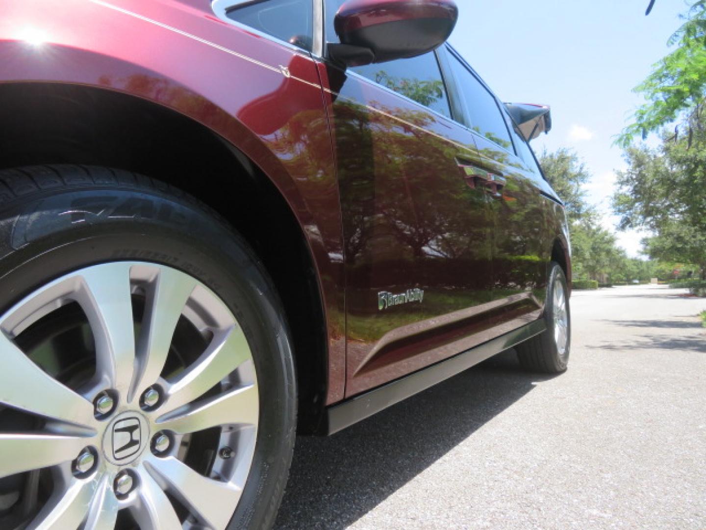 2016 Red /Beige Honda Odyssey EX-L (5FNRL5H62GB) with an 3.5L V6 SOHC 24V engine, 6A transmission, located at 4301 Oak Circle #19, Boca Raton, FL, 33431, (954) 561-2499, 26.388472, -80.084045 - 2016 Honda Odyssey EXL with Navigation with 29K Original Miles Braunability Handicap Wheelchair Conversion Van Rear Entry Conversion. Gorgeous Low Mileage Florida Van Fully Loaded With Every Option Including: Remote Keyless Entry, Push Button Start, Beautiful Beige Leather Interior, Tech Package, Na - Photo#45