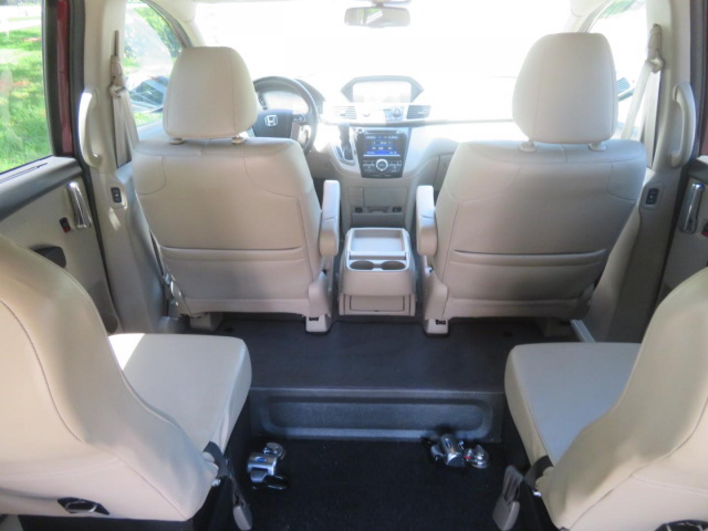 2016 Red /Beige Honda Odyssey EX-L (5FNRL5H62GB) with an 3.5L V6 SOHC 24V engine, 6A transmission, located at 4301 Oak Circle #19, Boca Raton, FL, 33431, (954) 561-2499, 26.388472, -80.084045 - 2016 Honda Odyssey EXL with Navigation with 29K Original Miles Braunability Handicap Wheelchair Conversion Van Rear Entry Conversion. Gorgeous Low Mileage Florida Van Fully Loaded With Every Option Including: Remote Keyless Entry, Push Button Start, Beautiful Beige Leather Interior, Tech Package, Na - Photo#53