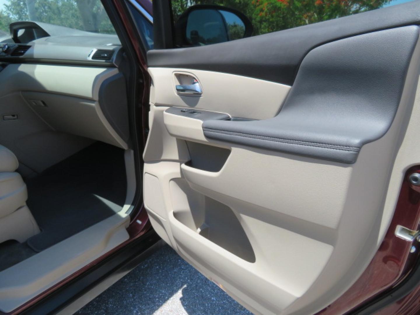 2016 Red /Beige Honda Odyssey EX-L (5FNRL5H62GB) with an 3.5L V6 SOHC 24V engine, 6A transmission, located at 4301 Oak Circle #19, Boca Raton, FL, 33431, (954) 561-2499, 26.388472, -80.084045 - 2016 Honda Odyssey EXL with Navigation with 29K Original Miles Braunability Handicap Wheelchair Conversion Van Rear Entry Conversion. Gorgeous Low Mileage Florida Van Fully Loaded With Every Option Including: Remote Keyless Entry, Push Button Start, Beautiful Beige Leather Interior, Tech Package, Na - Photo#77