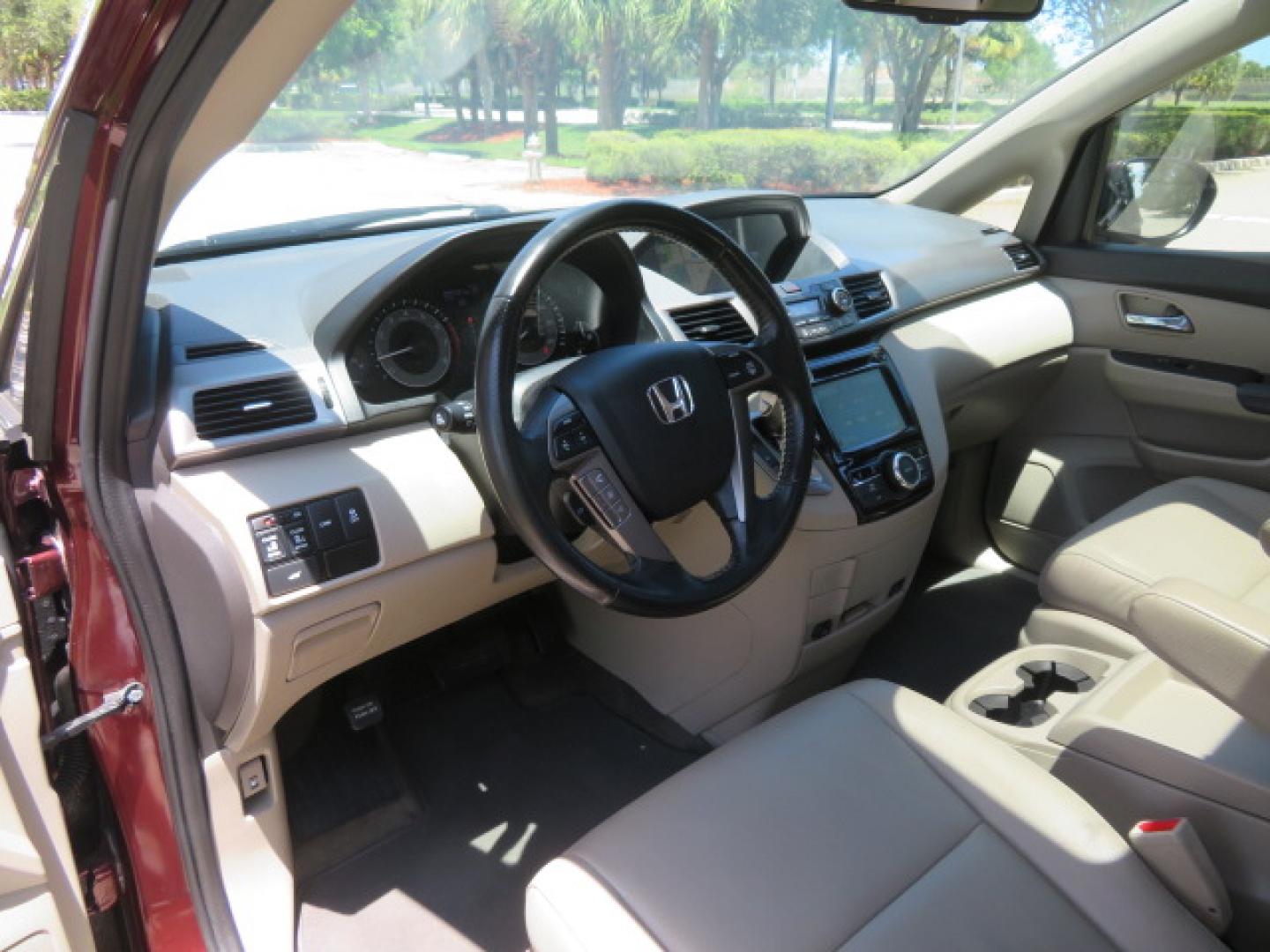 2016 Red /Beige Honda Odyssey EX-L (5FNRL5H62GB) with an 3.5L V6 SOHC 24V engine, 6A transmission, located at 4301 Oak Circle #19, Boca Raton, FL, 33431, (954) 561-2499, 26.388472, -80.084045 - 2016 Honda Odyssey EXL with Navigation with 29K Original Miles Braunability Handicap Wheelchair Conversion Van Rear Entry Conversion. Gorgeous Low Mileage Florida Van Fully Loaded With Every Option Including: Remote Keyless Entry, Push Button Start, Beautiful Beige Leather Interior, Tech Package, Na - Photo#84
