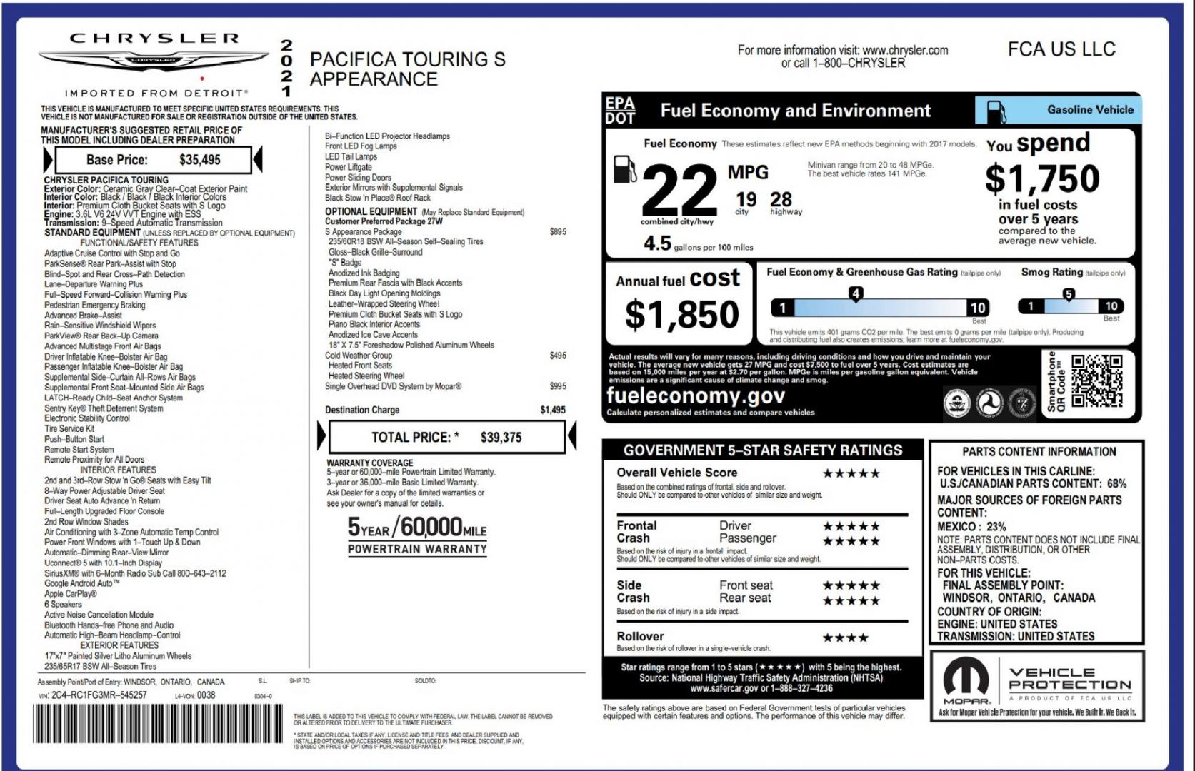 2021 Ceramic Gray /Black Chrysler Pacifica Touring Plus (2C4RC1FG3MR) with an 3.6L V6 DOHC 24V engine, 9A transmission, located at 4301 Oak Circle #19, Boca Raton, FL, 33431, (954) 561-2499, 26.388472, -80.084045 - You are looking at a Gorgeous 2021 Chrysler Pacifica Touring S Sport RollX Power In Floor Side Entry Handicap Wheelchair Conversion Van with Super Low 39K Original Miles, Exterior Color: Ceramic Gray Clear–Coat Exterior Paint Interior Color: Black / Black / Black Interior Colors Interior: Premium - Photo#87