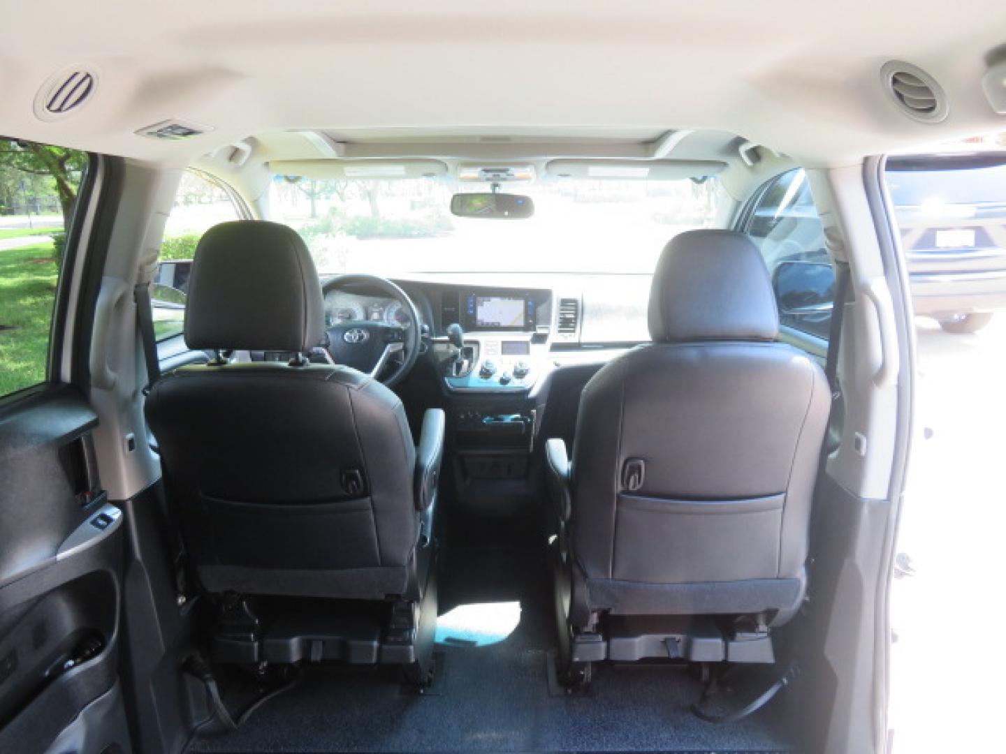 2017 White /Black Toyota Sienna SE 8-Passenger (5TDXZ3DC3HS) with an 3.5L V6 EFI DOHC 24V engine, 8A transmission, located at 4301 Oak Circle #19, Boca Raton, FL, 33431, (954) 561-2499, 26.388472, -80.084045 - You are looking at Gorgeous Low Mileage 2017 Toyota Sienna SE Sport Handicap Van Wheelchair Van VMI Conversion Van with 42K Original Miles, Power Side Entry Ramp with Kneeling Van Function, Q Straint Tie Down System. Quick Release Front Seats, Floor with L Tracks, Black Leather Interior, Premium Sou - Photo#46