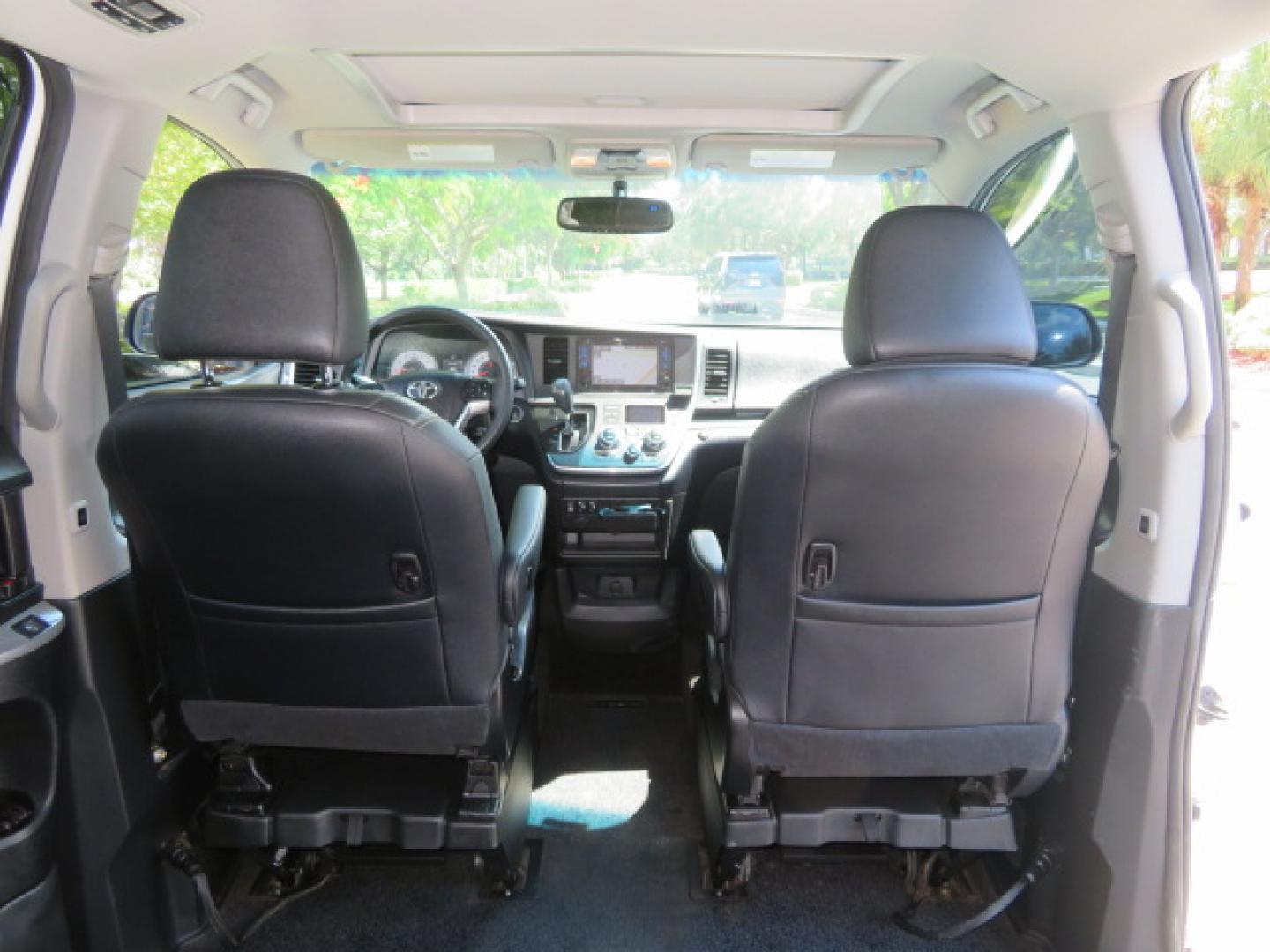 2017 White /Black Toyota Sienna SE 8-Passenger (5TDXZ3DC3HS) with an 3.5L V6 EFI DOHC 24V engine, 8A transmission, located at 4301 Oak Circle #19, Boca Raton, FL, 33431, (954) 561-2499, 26.388472, -80.084045 - You are looking at Gorgeous Low Mileage 2017 Toyota Sienna SE Sport Handicap Van Wheelchair Van VMI Conversion Van with 42K Original Miles, Power Side Entry Ramp with Kneeling Van Function, Q Straint Tie Down System. Quick Release Front Seats, Floor with L Tracks, Black Leather Interior, Premium Sou - Photo#47