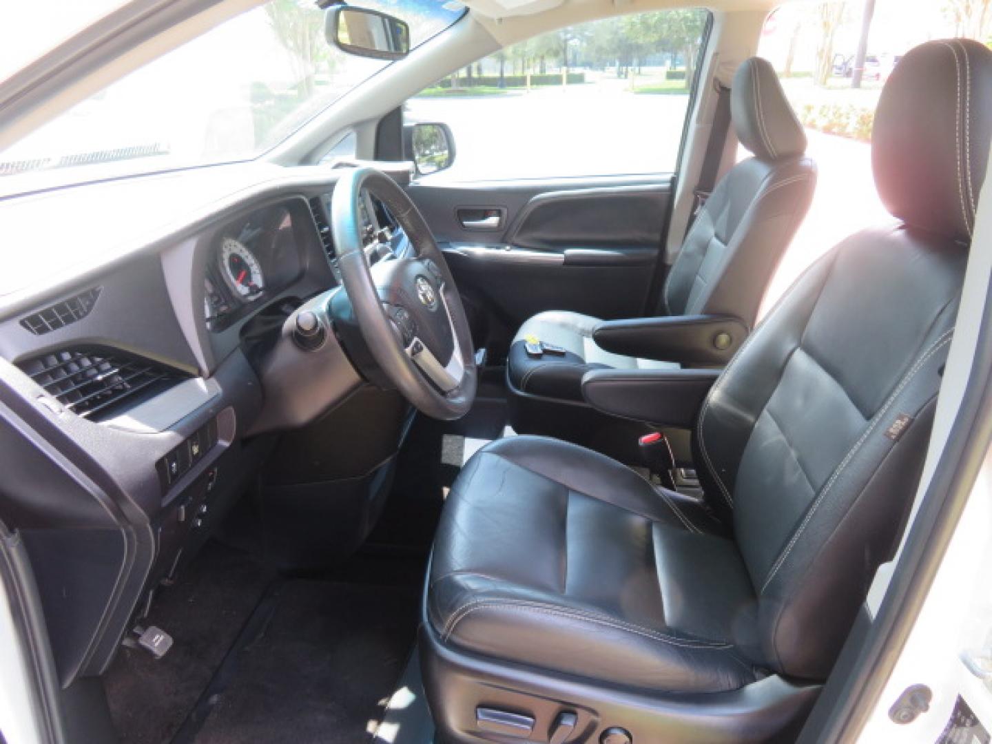 2017 White /Black Toyota Sienna SE 8-Passenger (5TDXZ3DC3HS) with an 3.5L V6 EFI DOHC 24V engine, 8A transmission, located at 4301 Oak Circle #19, Boca Raton, FL, 33431, (954) 561-2499, 26.388472, -80.084045 - You are looking at Gorgeous Low Mileage 2017 Toyota Sienna SE Sport Handicap Van Wheelchair Van VMI Conversion Van with 42K Original Miles, Power Side Entry Ramp with Kneeling Van Function, Q Straint Tie Down System. Quick Release Front Seats, Floor with L Tracks, Black Leather Interior, Premium Sou - Photo#61