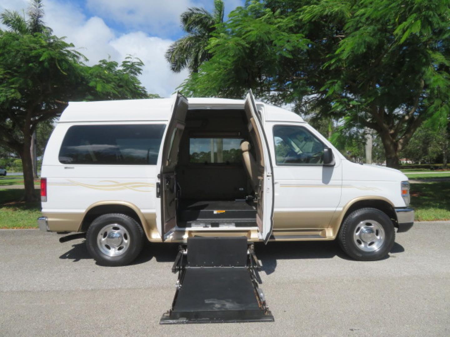 2014 White /Tan Ford E-Series Van E-150 (1FTNE1EL8ED) with an 5.4L V8 SOHC 16V FFV engine, 4-Speed Automatic transmission, located at 4301 Oak Circle #19, Boca Raton, FL, 33431, (954) 561-2499, 26.388472, -80.084045 - 2014 Ford E-Series Van E-150 Handicap Wheelchair Conversion Van 38K Original Miles Gorgeous Power Doors Transfer Seat Braun UVL - Photo#38