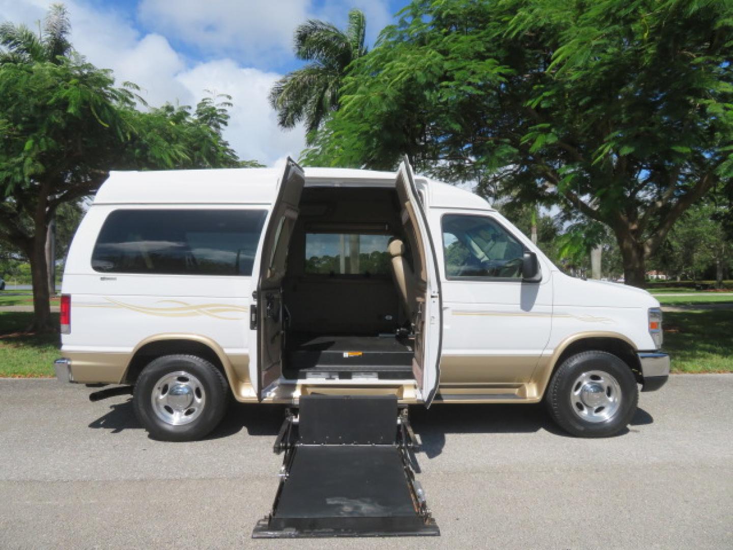 2014 White /Tan Ford E-Series Van E-150 (1FTNE1EL8ED) with an 5.4L V8 SOHC 16V FFV engine, 4-Speed Automatic transmission, located at 4301 Oak Circle #19, Boca Raton, FL, 33431, (954) 561-2499, 26.388472, -80.084045 - 2014 Ford E-Series Van E-150 Handicap Wheelchair Conversion Van 38K Original Miles Gorgeous Power Doors Transfer Seat Braun UVL - Photo#0