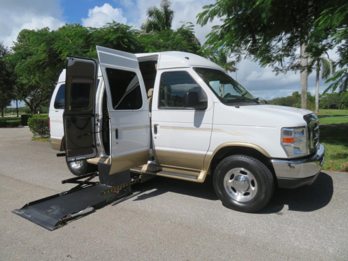 2014 White /Tan Ford E-Series Van E-150 (1FTNE1EL8ED) with an 5.4L V8 SOHC 16V FFV engine, 4-Speed Automatic transmission, located at 4301 Oak Circle #19, Boca Raton, FL, 33431, (954) 561-2499, 26.388472, -80.084045 - 2014 Ford E-Series Van E-150 Handicap Wheelchair Conversion Van 38K Original Miles Gorgeous Power Doors Transfer Seat Braun UVL - Photo#41