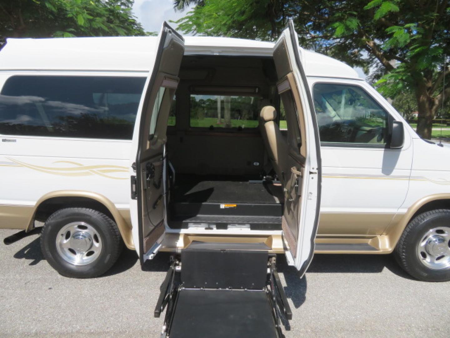 2014 White /Tan Ford E-Series Van E-150 (1FTNE1EL8ED) with an 5.4L V8 SOHC 16V FFV engine, 4-Speed Automatic transmission, located at 4301 Oak Circle #19, Boca Raton, FL, 33431, (954) 561-2499, 26.388472, -80.084045 - 2014 Ford E-Series Van E-150 Handicap Wheelchair Conversion Van 38K Original Miles Gorgeous Power Doors Transfer Seat Braun UVL - Photo#45