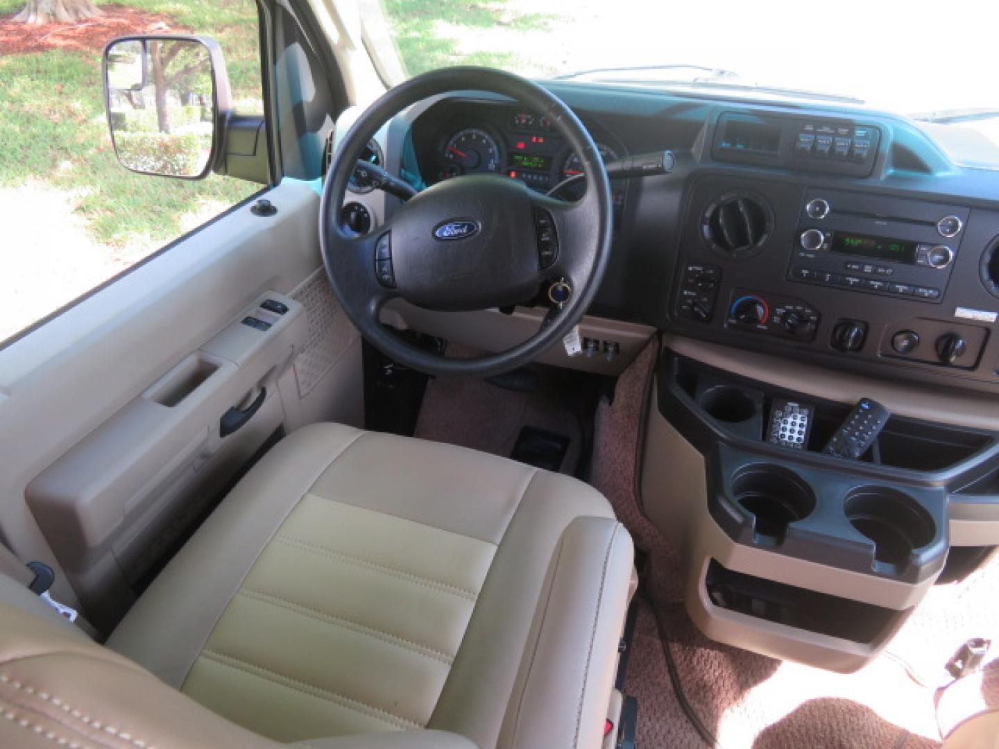 2014 White /Tan Ford E-Series Van E-150 (1FTNE1EL8ED) with an 5.4L V8 SOHC 16V FFV engine, 4-Speed Automatic transmission, located at 4301 Oak Circle #19, Boca Raton, FL, 33431, (954) 561-2499, 26.388472, -80.084045 - 2014 Ford E-Series Van E-150 Handicap Wheelchair Conversion Van 38K Original Miles Gorgeous Power Doors Transfer Seat Braun UVL - Photo#51