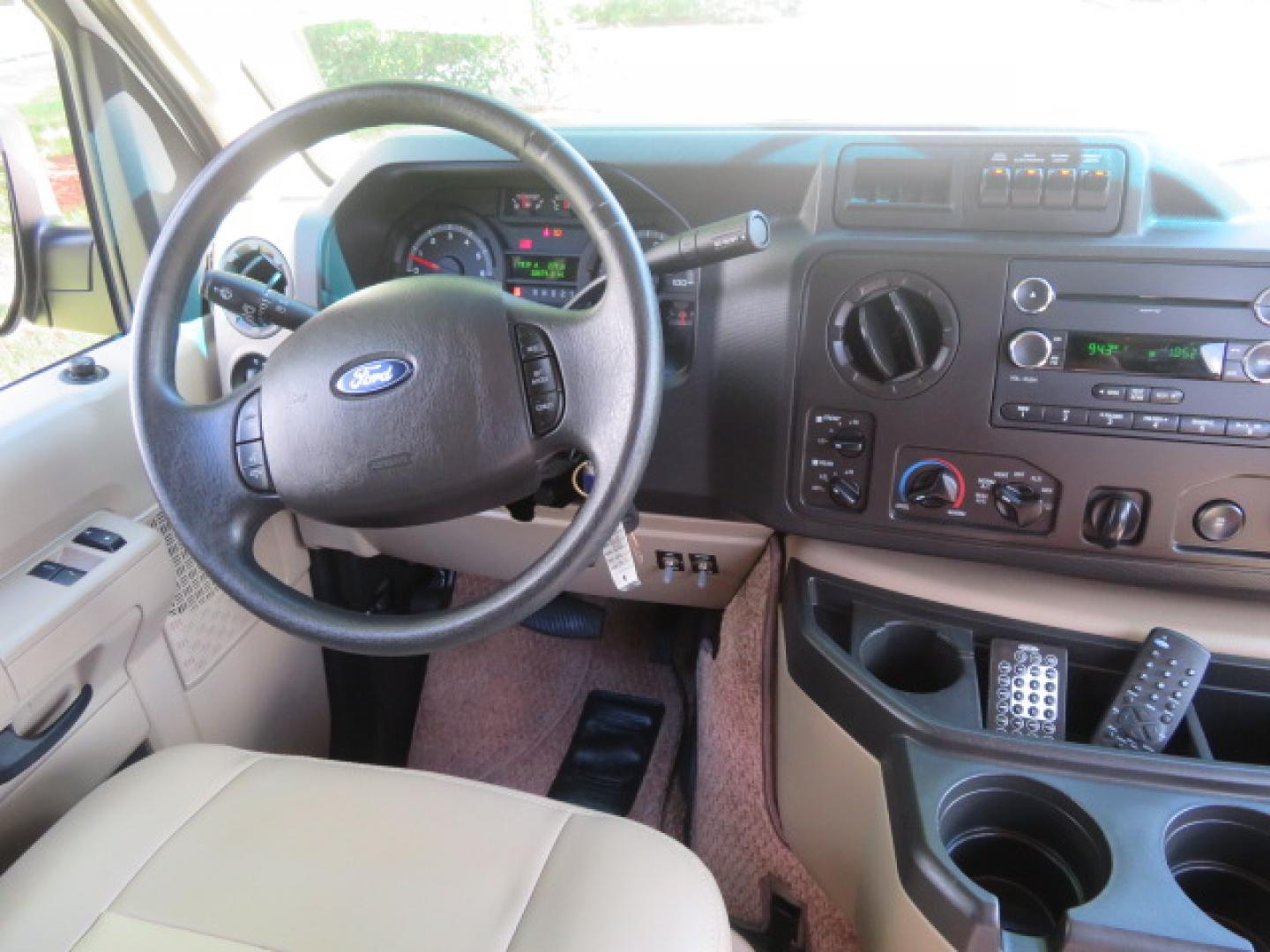 2014 White /Tan Ford E-Series Van E-150 (1FTNE1EL8ED) with an 5.4L V8 SOHC 16V FFV engine, 4-Speed Automatic transmission, located at 4301 Oak Circle #19, Boca Raton, FL, 33431, (954) 561-2499, 26.388472, -80.084045 - 2014 Ford E-Series Van E-150 Handicap Wheelchair Conversion Van 38K Original Miles Gorgeous Power Doors Transfer Seat Braun UVL - Photo#54