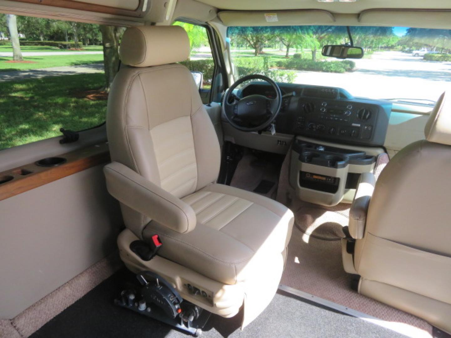 2014 White /Tan Ford E-Series Van E-150 (1FTNE1EL8ED) with an 5.4L V8 SOHC 16V FFV engine, 4-Speed Automatic transmission, located at 4301 Oak Circle #19, Boca Raton, FL, 33431, (954) 561-2499, 26.388472, -80.084045 - 2014 Ford E-Series Van E-150 Handicap Wheelchair Conversion Van 38K Original Miles Gorgeous Power Doors Transfer Seat Braun UVL - Photo#67