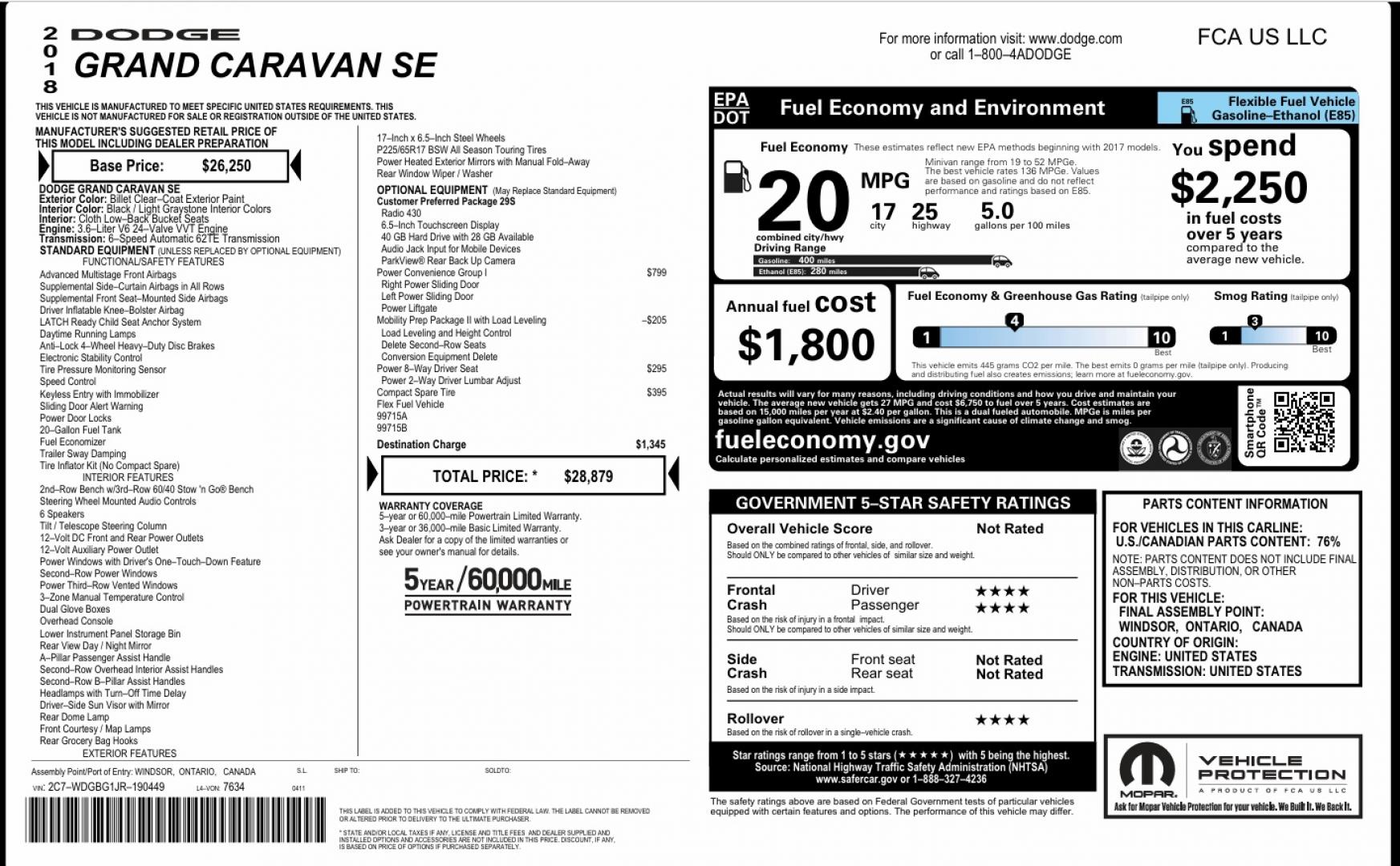 2018 Silver /Black Dodge Grand Caravan SE Plus (2C7WDGBG1JR) with an 3.6L V6 DOHC 24V engine, 6A transmission, located at 4301 Oak Circle #19, Boca Raton, FL, 33431, (954) 561-2499, 26.388472, -80.084045 - ? Supreme Motors and Mobility ? 2018 Dodge Grand Caravan SE – BraunAbility Entervan Conversion Upgrade your independence with this beautifully equipped 2018 Dodge Grand Caravan SE, featuring a BraunAbility Entervan Power Side-Entry Foldout Ramp Conversion. This van has been fully serviced, inc - Photo#71