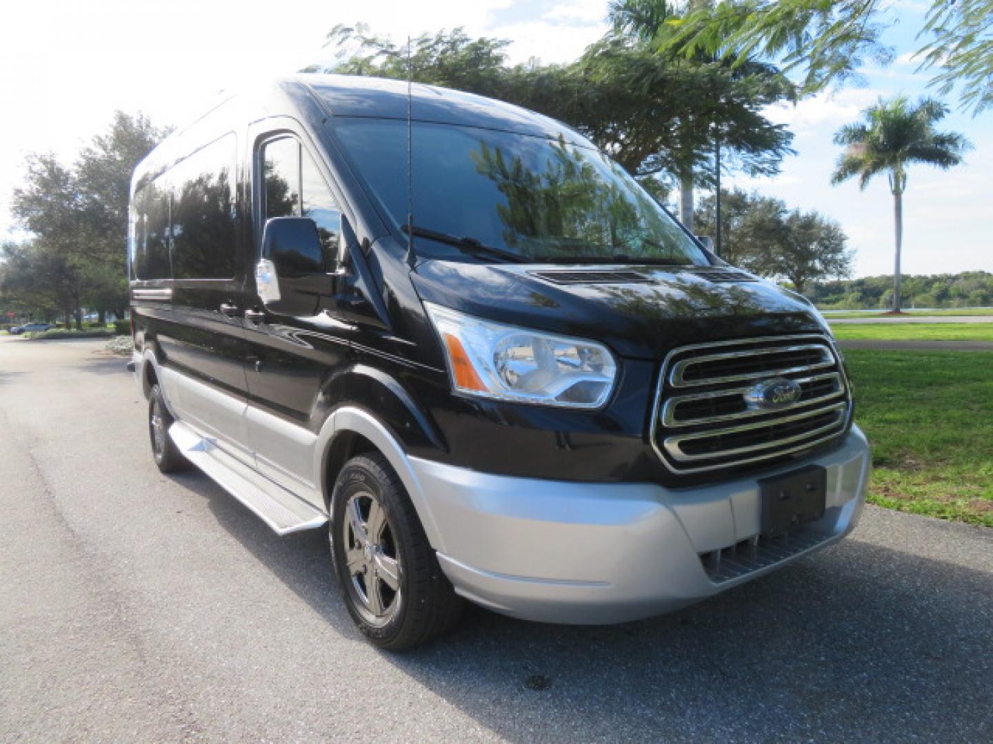 2017 Black /Gray Ford Transit 250 Van Med. Roof w/Sliding Pass. 148-in. WB (1FTYR2CGXHK) with an 3.5L V6 DOHC 24V engine, 6A transmission, located at 4301 Oak Circle #19, Boca Raton, FL, 33431, (954) 561-2499, 26.388472, -80.084045 - You are looking at a Gorgeous 2017 Ford Transit T250 Medium Roof Sherrod Handicap Wheelchair Conversion Van Fully Loaded With 32K Original Miles, Rear Entry Braunability Power Foldout Wheelchair Lift, Q Lock QLK150 Docking System for the wheelchair, Beautiful Gray Leather Interior, Rear Entertainmen - Photo#9