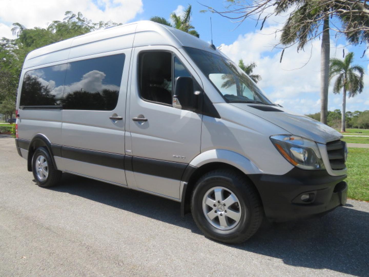 2016 Silver /Black Leather Mercedes-Benz Sprinter 2500 Passenger Van 144-in. WB (8BRPE7CD5GE) with an 3.0L V6 DOHC 24V TURBO DIESEL engine, 7A transmission, located at 4301 Oak Circle #19, Boca Raton, FL, 33431, (954) 561-2499, 26.388472, -80.084045 - You are looking at a Gorgeous 2016 Mercedes Sprinter Handicap Wheelchair Conversion Van with: 19K Original Miles, 2500, 3.0 Diesel, 2 Transfer Seats, Power Side Door with Remote, Braunability Power Folding Wheelchair Lift System, Tie Downs, Full Power, Leather Seats, Rubber Flooring, Brand New Tires - Photo#9