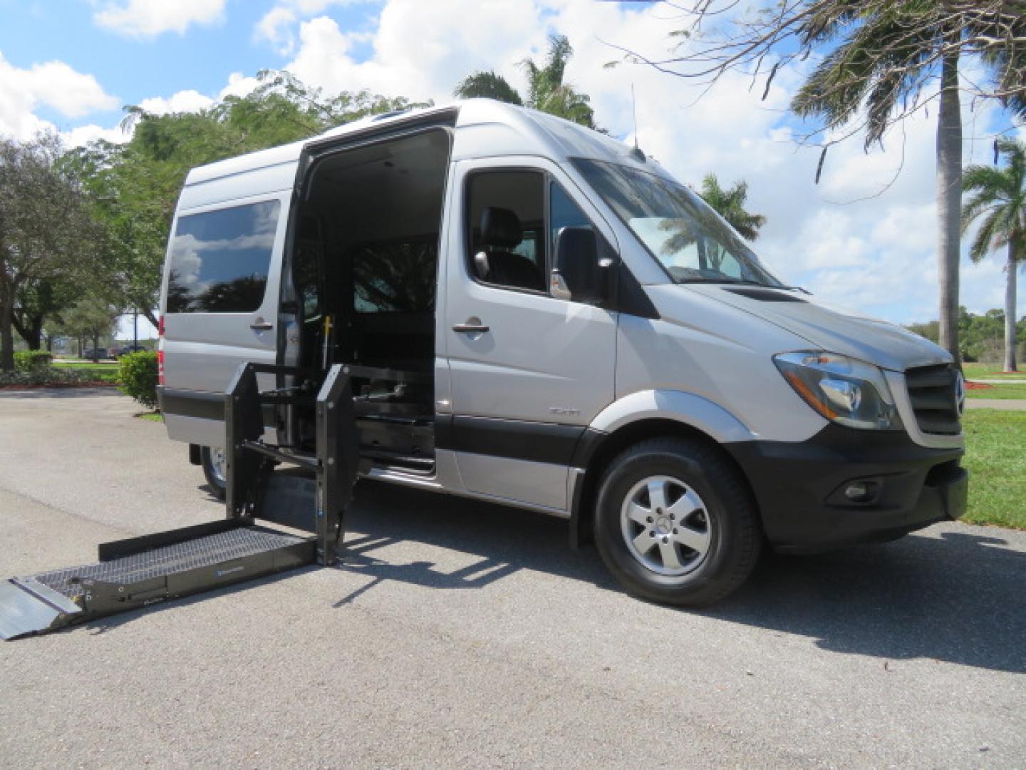 2016 Silver /Black Leather Mercedes-Benz Sprinter 2500 Passenger Van 144-in. WB (8BRPE7CD5GE) with an 3.0L V6 DOHC 24V TURBO DIESEL engine, 7A transmission, located at 4301 Oak Circle #19, Boca Raton, FL, 33431, (954) 561-2499, 26.388472, -80.084045 - You are looking at a Gorgeous 2016 Mercedes Sprinter Handicap Wheelchair Conversion Van with: 19K Original Miles, 2500, 3.0 Diesel, 2 Transfer Seats, Power Side Door with Remote, Braunability Power Folding Wheelchair Lift System, Tie Downs, Full Power, Leather Seats, Rubber Flooring, Brand New Tires - Photo#39