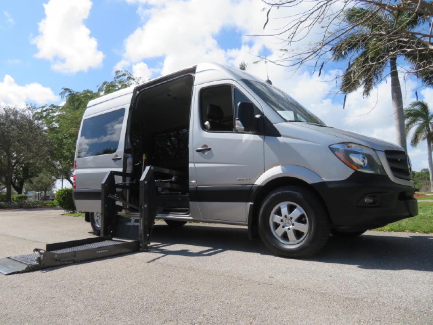 2016 Silver /Black Leather Mercedes-Benz Sprinter 2500 Passenger Van 144-in. WB (8BRPE7CD5GE) with an 3.0L V6 DOHC 24V TURBO DIESEL engine, 7A transmission, located at 4301 Oak Circle #19, Boca Raton, FL, 33431, (954) 561-2499, 26.388472, -80.084045 - You are looking at a Gorgeous 2016 Mercedes Sprinter Handicap Wheelchair Conversion Van with: 19K Original Miles, 2500, 3.0 Diesel, 2 Transfer Seats, Power Side Door with Remote, Braunability Power Folding Wheelchair Lift System, Tie Downs, Full Power, Leather Seats, Rubber Flooring, Brand New Tires - Photo#41