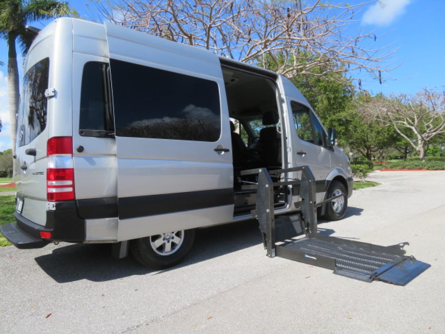 2016 Silver /Black Leather Mercedes-Benz Sprinter 2500 Passenger Van 144-in. WB (8BRPE7CD5GE) with an 3.0L V6 DOHC 24V TURBO DIESEL engine, 7A transmission, located at 4301 Oak Circle #19, Boca Raton, FL, 33431, (954) 561-2499, 26.388472, -80.084045 - You are looking at a Gorgeous 2016 Mercedes Sprinter Handicap Wheelchair Conversion Van with: 19K Original Miles, 2500, 3.0 Diesel, 2 Transfer Seats, Power Side Door with Remote, Braunability Power Folding Wheelchair Lift System, Tie Downs, Full Power, Leather Seats, Rubber Flooring, Brand New Tires - Photo#42