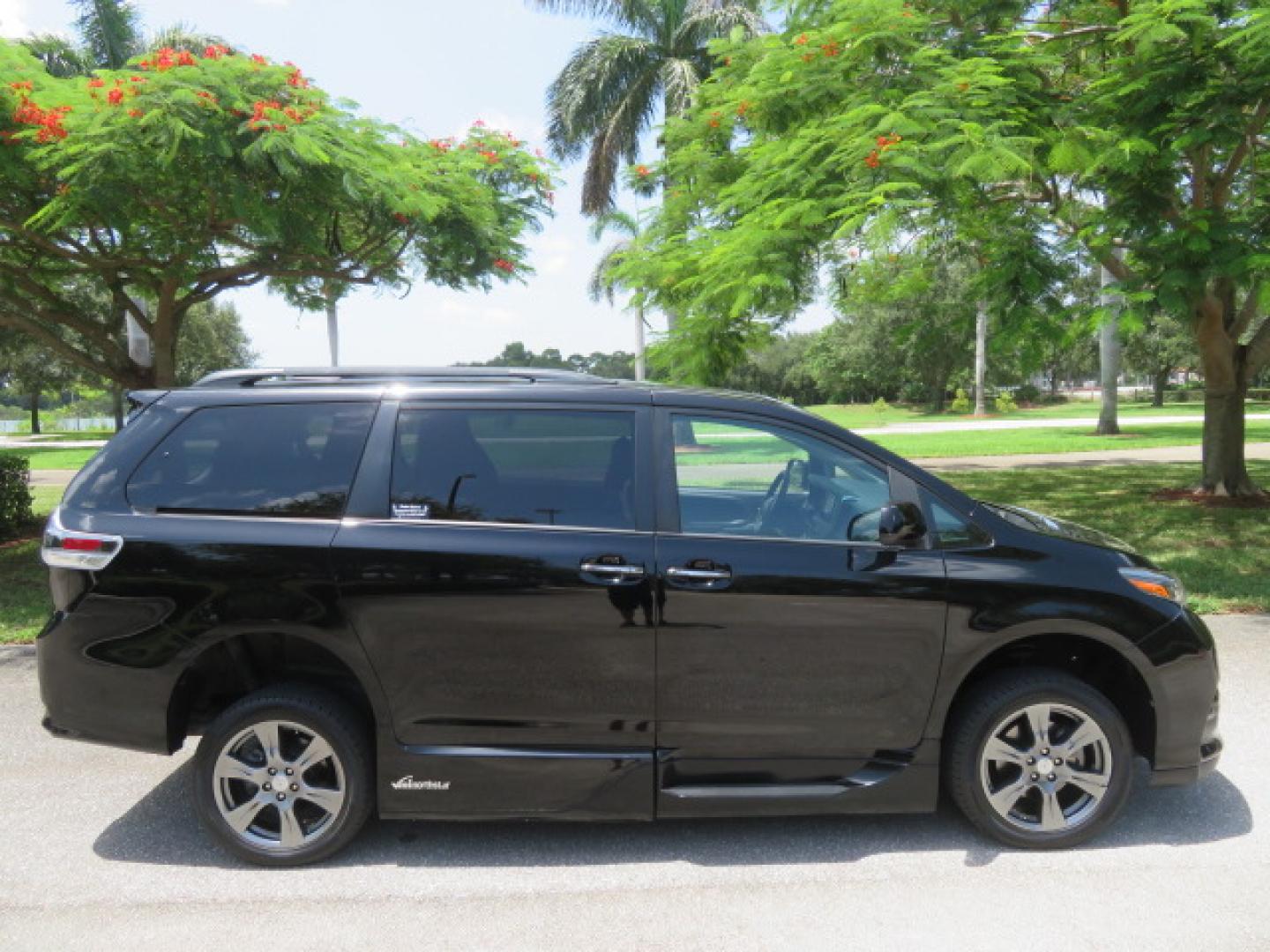 2017 Black /Black Toyota Sienna SE 8-Passenger (5TDXZ3DC2HS) with an 3.5L V6 EFI DOHC 24V engine, 8A transmission, located at 4301 Oak Circle #19, Boca Raton, FL, 33431, (954) 561-2499, 26.388472, -80.084045 - You are looking at Gorgeous Low Mileage Black on Black Garage Kept 2017 Toyota Sienna SE Sport Handicap Van Wheelchair Van VMI Conversion Van with 21K Original Miles, Power Side Entry Ramp with Kneeling Van Function, Q Straint Tie Down System. Quick Release Front Seats, Driver's Transfer Seat, Hand- Photo#30