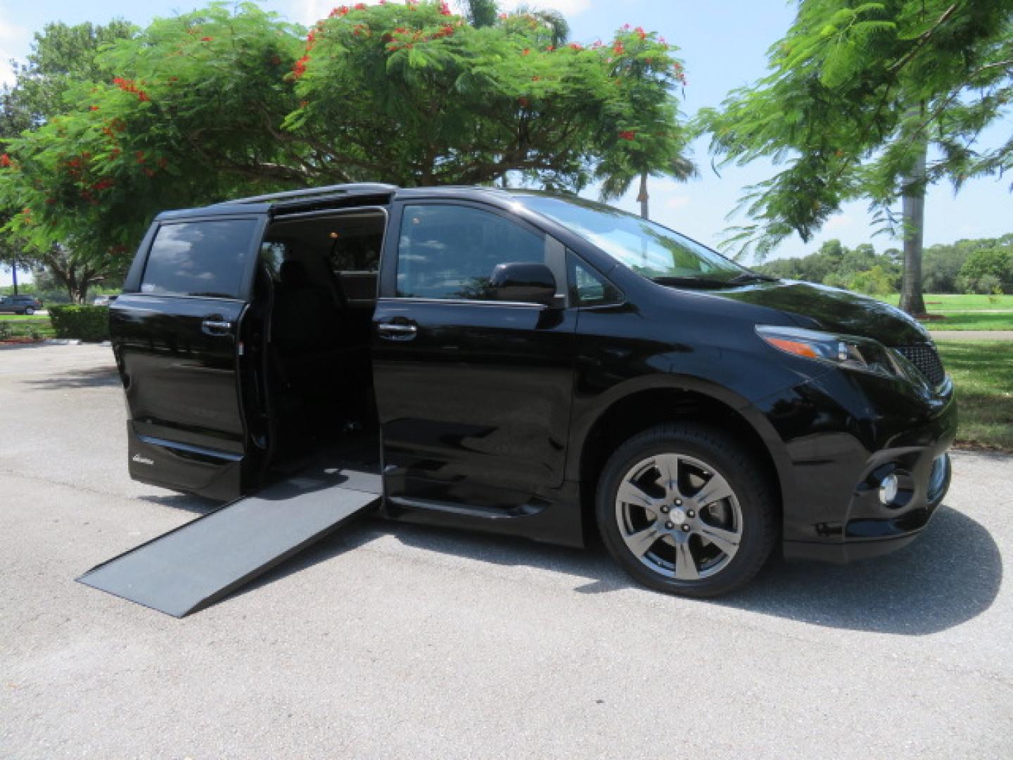 2017 Black /Black Toyota Sienna SE 8-Passenger (5TDXZ3DC2HS) with an 3.5L V6 EFI DOHC 24V engine, 8A transmission, located at 4301 Oak Circle #19, Boca Raton, FL, 33431, (954) 561-2499, 26.388472, -80.084045 - You are looking at Gorgeous Low Mileage Black on Black Garage Kept 2017 Toyota Sienna SE Sport Handicap Van Wheelchair Van VMI Conversion Van with 21K Original Miles, Power Side Entry Ramp with Kneeling Van Function, Q Straint Tie Down System. Quick Release Front Seats, Driver's Transfer Seat, Hand- Photo#43