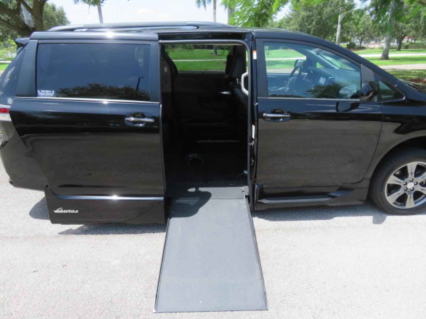 2017 Black /Black Toyota Sienna SE 8-Passenger (5TDXZ3DC2HS) with an 3.5L V6 EFI DOHC 24V engine, 8A transmission, located at 4301 Oak Circle #19, Boca Raton, FL, 33431, (954) 561-2499, 26.388472, -80.084045 - You are looking at Gorgeous Low Mileage Black on Black Garage Kept 2017 Toyota Sienna SE Sport Handicap Van Wheelchair Van VMI Conversion Van with 21K Original Miles, Power Side Entry Ramp with Kneeling Van Function, Q Straint Tie Down System. Quick Release Front Seats, Driver's Transfer Seat, Hand- Photo#48
