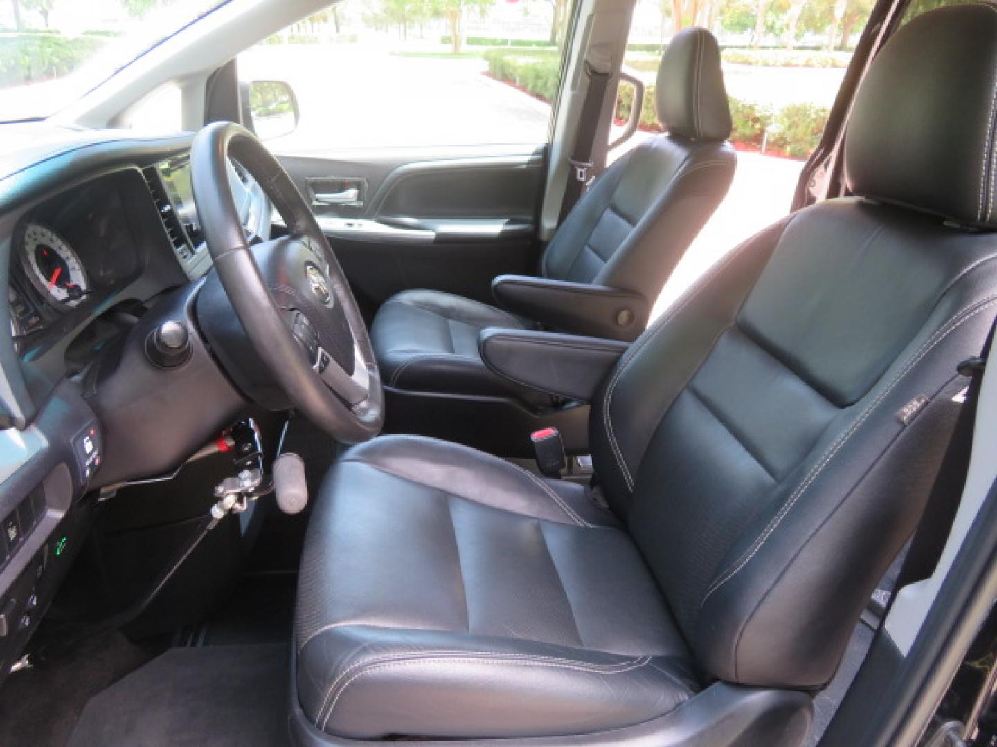 2017 Black /Black Toyota Sienna SE 8-Passenger (5TDXZ3DC2HS) with an 3.5L V6 EFI DOHC 24V engine, 8A transmission, located at 4301 Oak Circle #19, Boca Raton, FL, 33431, (954) 561-2499, 26.388472, -80.084045 - You are looking at Gorgeous Low Mileage Black on Black Garage Kept 2017 Toyota Sienna SE Sport Handicap Van Wheelchair Van VMI Conversion Van with 21K Original Miles, Power Side Entry Ramp with Kneeling Van Function, Q Straint Tie Down System. Quick Release Front Seats, Driver's Transfer Seat, Hand- Photo#69