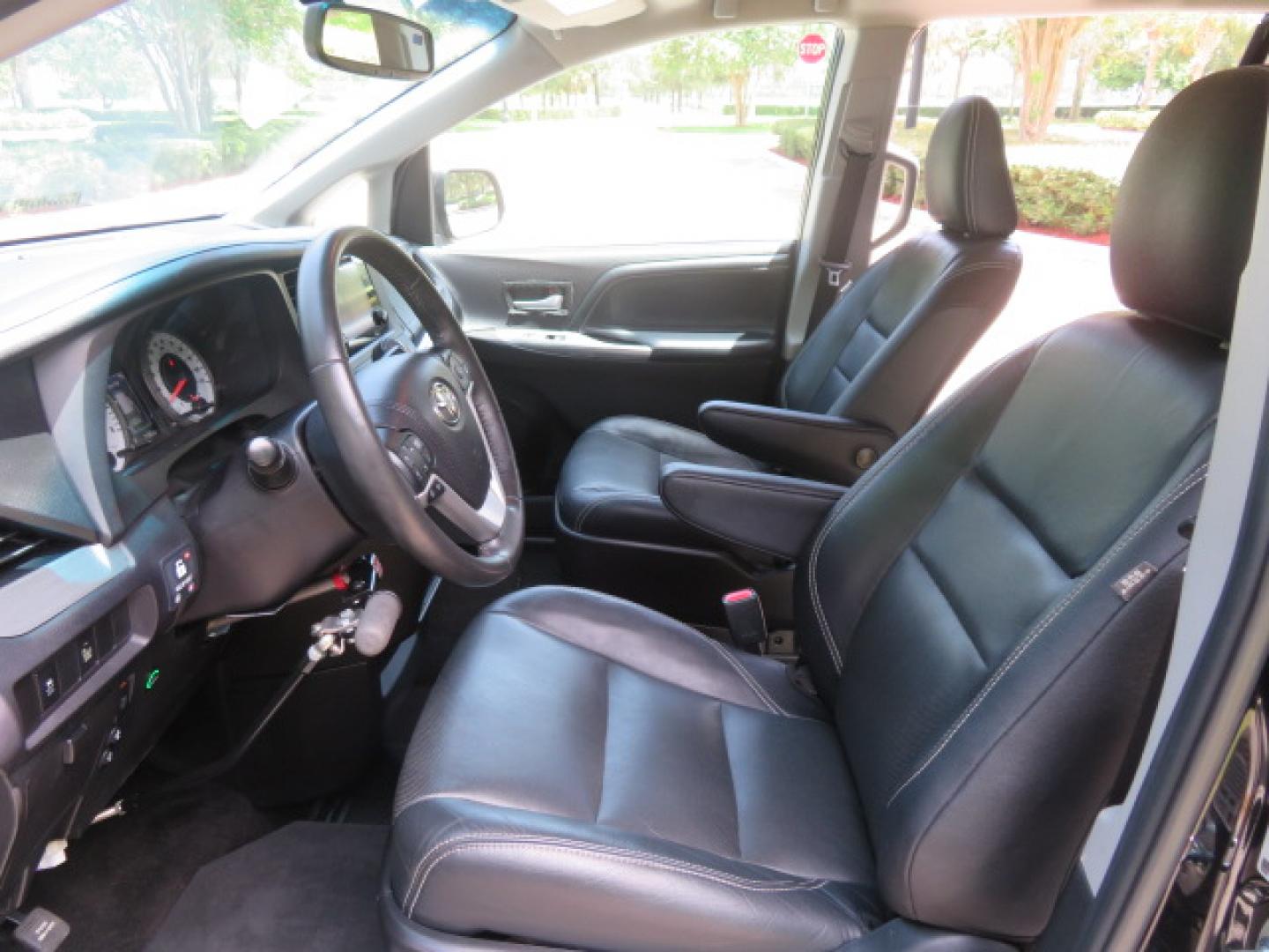 2017 Black /Black Toyota Sienna SE 8-Passenger (5TDXZ3DC2HS) with an 3.5L V6 EFI DOHC 24V engine, 8A transmission, located at 4301 Oak Circle #19, Boca Raton, FL, 33431, (954) 561-2499, 26.388472, -80.084045 - You are looking at Gorgeous Low Mileage Black on Black Garage Kept 2017 Toyota Sienna SE Sport Handicap Van Wheelchair Van VMI Conversion Van with 21K Original Miles, Power Side Entry Ramp with Kneeling Van Function, Q Straint Tie Down System. Quick Release Front Seats, Driver's Transfer Seat, Hand- Photo#70