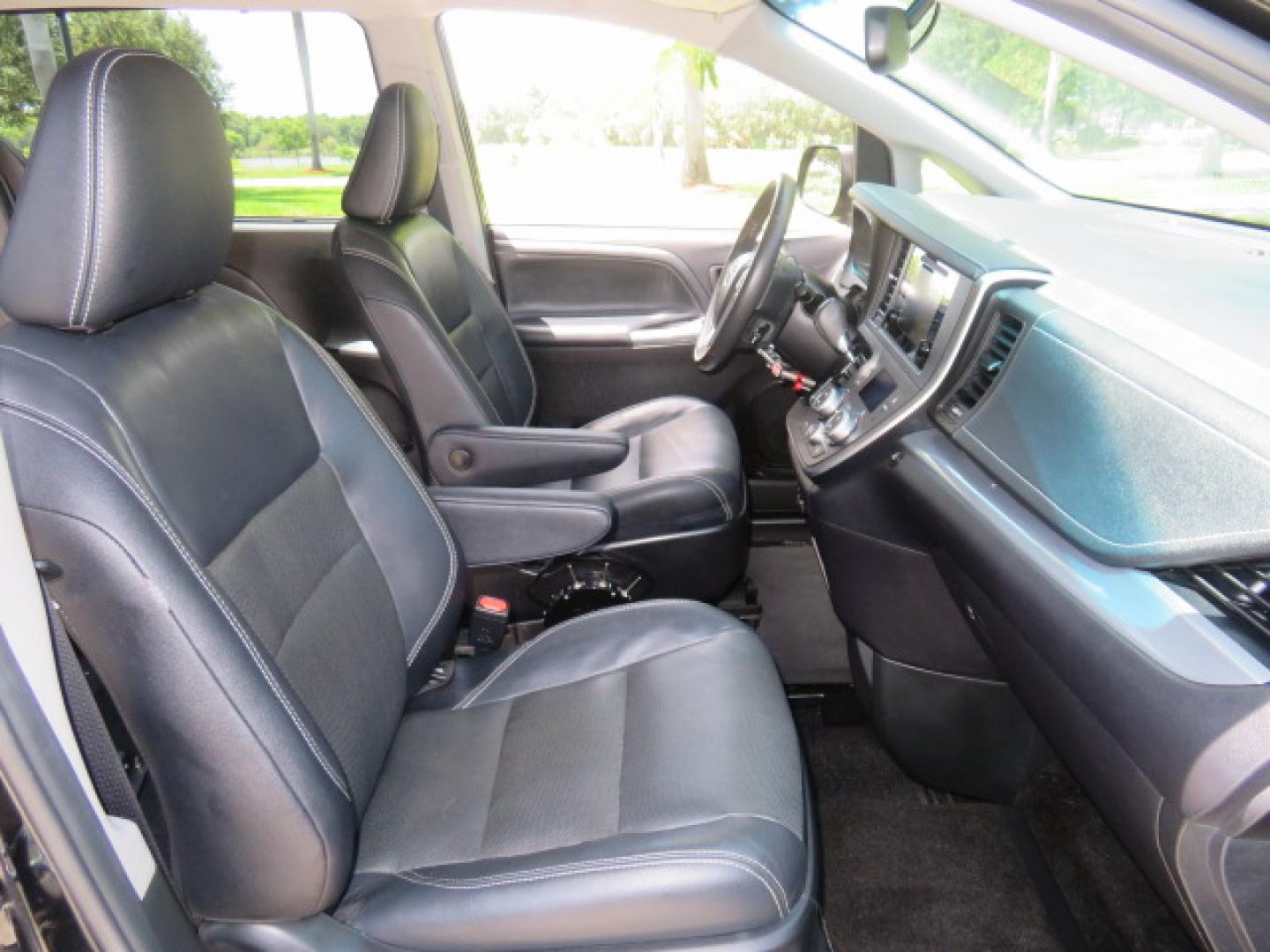 2017 Black /Black Toyota Sienna SE 8-Passenger (5TDXZ3DC2HS) with an 3.5L V6 EFI DOHC 24V engine, 8A transmission, located at 4301 Oak Circle #19, Boca Raton, FL, 33431, (954) 561-2499, 26.388472, -80.084045 - You are looking at Gorgeous Low Mileage Black on Black Garage Kept 2017 Toyota Sienna SE Sport Handicap Van Wheelchair Van VMI Conversion Van with 21K Original Miles, Power Side Entry Ramp with Kneeling Van Function, Q Straint Tie Down System. Quick Release Front Seats, Driver's Transfer Seat, Hand- Photo#82